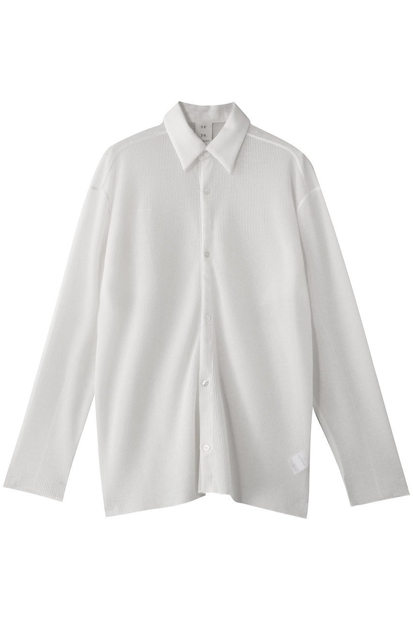 【セヤ/SEYA】のMESH カラーシャツ インテリア・キッズ・メンズ・レディースファッション・服の通販 founy(ファニー) 　ファッション　Fashion　レディースファッション　Fashion for Women　トップス・カットソー　Cut & Sew Tops　シャツ・ブラウス・オフィスカジュアル　Elegant Blouses & Button-Ups　シンプル　Simple, Minimal　スリーブ　Sleeve, Long Sleeve / Short Sleeve　ロング　Long, Long-Length　エレガント 上品　Elegant　ホワイト|ID: prp329100004454694 ipo3291000000032846089