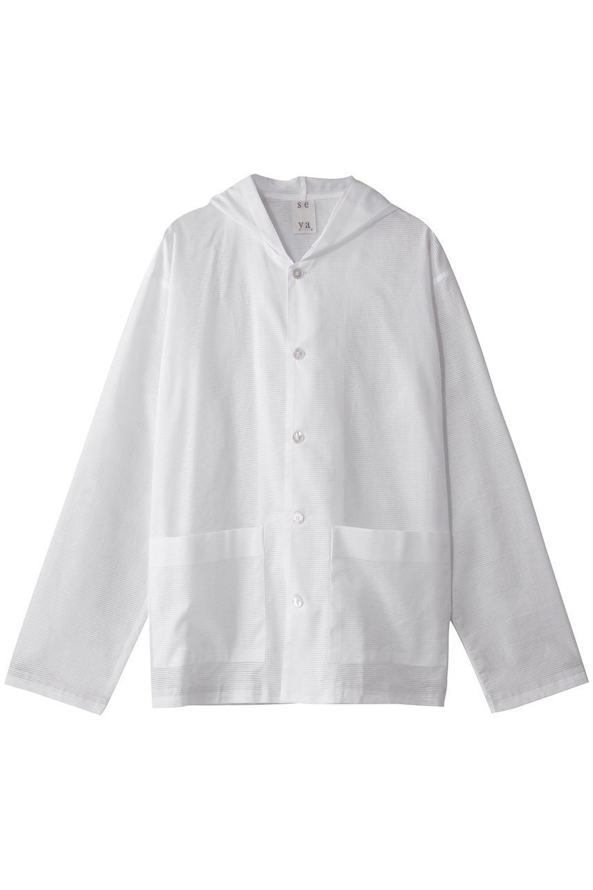 【セヤ/SEYA】のフーディー ロングスリーブシャツ インテリア・キッズ・メンズ・レディースファッション・服の通販 founy(ファニー) 　ファッション　Fashion　レディースファッション　Fashion for Women　トップス・カットソー　Cut & Sew Tops　シャツ・ブラウス・オフィスカジュアル　Elegant Blouses & Button-Ups　ストライプ　Stripe, Striped Pattern　スリーブ　Sleeve, Long Sleeve / Short Sleeve　タンク　Tank Top, Sleeveless Top　ポケット　Pocket, Pocket Detail　ルーズ　Loose, Oversized　ロング　Long, Long-Length　エレガント 上品　Elegant　夏　Summer　ホワイト|ID: prp329100004454698 ipo3291000000032846207