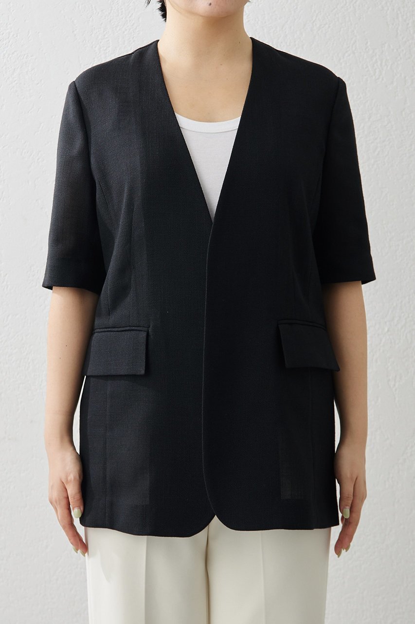 【ウィムガゼット/Whim Gazette】のジュートライクハーフスリーブジャケット 人気、トレンドファッション・服の通販 founy(ファニー) 　ファッション　Fashion　レディースファッション　Fashion for Women　アウター　Coat / Outerwear Collection　レディースジャケット・軽アウター　Jackets　おすすめ　Recommended / Our Picks　クール　Cool, Chic　ジャケット　Jacket, Outerwear　ノースリーブ　Sleeveless, No-Sleeve　ビスチェ　Bustier, Corset Top　エレガント 上品　Elegant　半袖　Short Sleeve, Half Sleeve　夏　Summer　春　Spring　S/S・春夏　SS, Spring/Summer, Warm Season　other-6|ID: prp329100004454705 ipo3291000000032791143