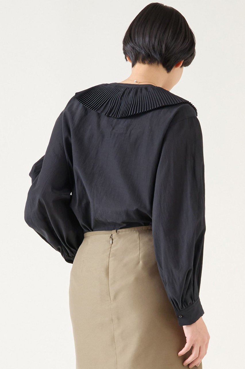 【マルティニーク/martinique】のフリルプリーツブラウス 人気、トレンドファッション・服の通販 founy(ファニー) 　ファッション　Fashion　レディースファッション　Fashion for Women　トップス・カットソー　Cut & Sew Tops　シャツ・ブラウス・オフィスカジュアル　Elegant Blouses & Button-Ups　おすすめ　Recommended / Our Picks　スラックス　Slacks, Dress Pants　スリーブ　Sleeve, Long Sleeve / Short Sleeve　デニム　Denim, Jeans Material　フリル　Frill, Ruffle　プリーツ　Pleats, Pleated　ロング　Long, Long-Length　再入荷　Restock / Back in Stock　other-3|ID: prp329100004454724 ipo3291000000032706195