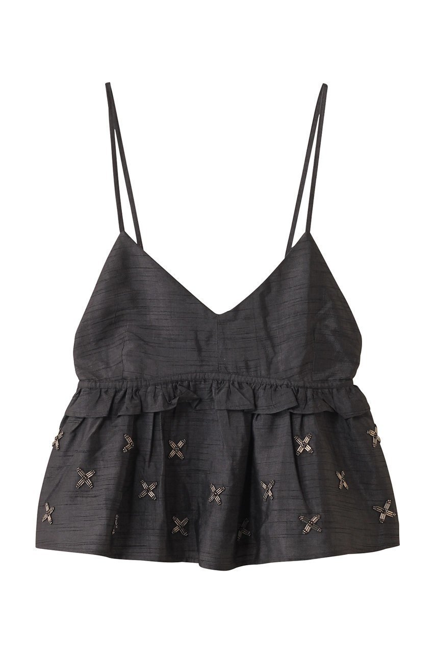 【マリリンムーン/MARILYN MOON】の【SOI-MeME】ビーズモチーフタフタキャミソール 人気、トレンドファッション・服の通販 founy(ファニー) 　ファッション　Fashion　レディースファッション　Fashion for Women　トップス・カットソー　Cut & Sew Tops　キャミソール&ノースリーブ　Camisoles & Sleeveless Tops　シャツ・ブラウス・オフィスカジュアル　Elegant Blouses & Button-Ups　ロングTシャツ・Tシャツ　Longline T-Shirts & Tees　カットソー・ベーシックTシャツ　Cut-and-Sewn Tops / Stretch Tees & Basics　おすすめ　Recommended / Our Picks　キャミ　Camisole, Cami Top　キャミソール　Camisole, Spaghetti Strap Top　セットアップ　Set-Up, Coordinated Outfit　タフタ　Taffeta, Structured Fabric　タンク　Tank Top, Sleeveless Top　フェミニン　Feminine, Girly　フリル　Frill, Ruffle　モチーフ　Motif, Design Theme　リボン　Ribbon, Bow　 other-1|ID: prp329100004454737 ipo3291000000036008463