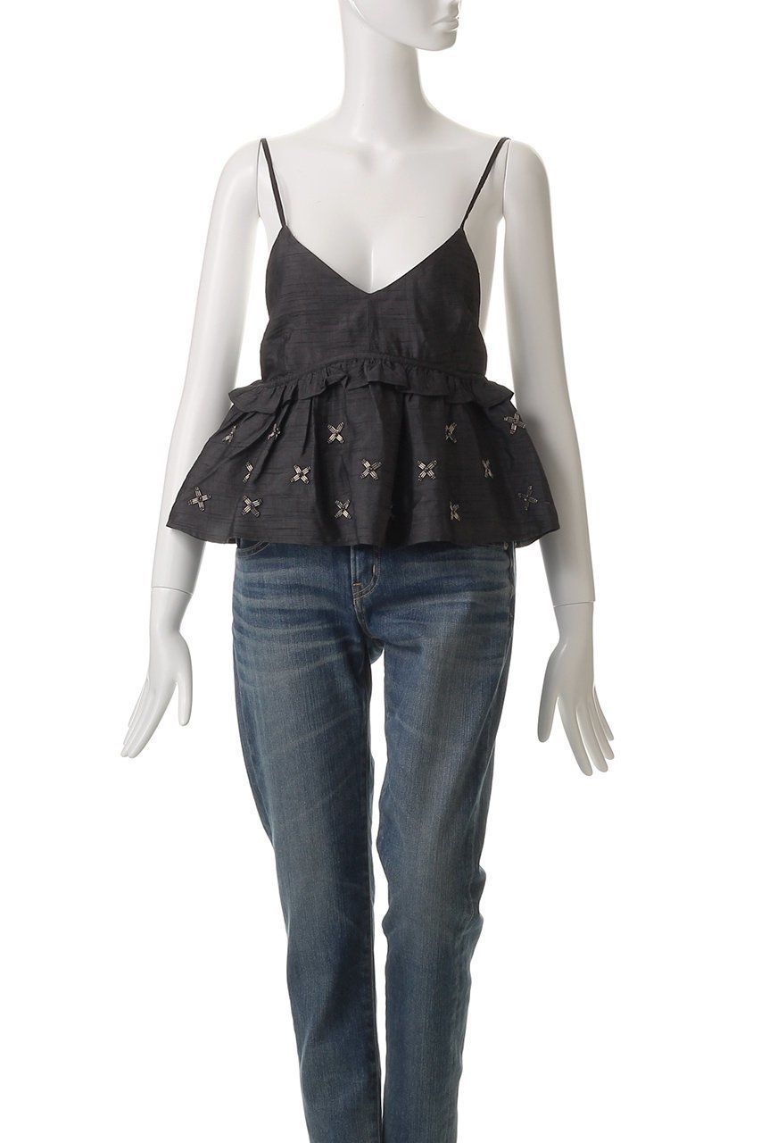 【マリリンムーン/MARILYN MOON】の【SOI-MeME】ビーズモチーフタフタキャミソール 人気、トレンドファッション・服の通販 founy(ファニー) 　ファッション　Fashion　レディースファッション　Fashion for Women　トップス・カットソー　Cut & Sew Tops　キャミソール&ノースリーブ　Camisoles & Sleeveless Tops　シャツ・ブラウス・オフィスカジュアル　Elegant Blouses & Button-Ups　ロングTシャツ・Tシャツ　Longline T-Shirts & Tees　カットソー・ベーシックTシャツ　Cut-and-Sewn Tops / Stretch Tees & Basics　おすすめ　Recommended / Our Picks　キャミ　Camisole, Cami Top　キャミソール　Camisole, Spaghetti Strap Top　セットアップ　Set-Up, Coordinated Outfit　タフタ　Taffeta, Structured Fabric　タンク　Tank Top, Sleeveless Top　フェミニン　Feminine, Girly　フリル　Frill, Ruffle　モチーフ　Motif, Design Theme　リボン　Ribbon, Bow　other-2|ID: prp329100004454737 ipo3291000000036008465