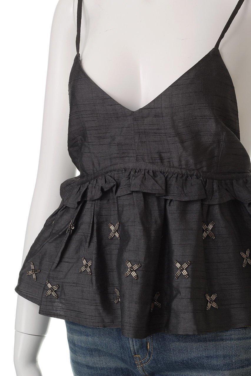 【マリリンムーン/MARILYN MOON】の【SOI-MeME】ビーズモチーフタフタキャミソール 人気、トレンドファッション・服の通販 founy(ファニー) 　ファッション　Fashion　レディースファッション　Fashion for Women　トップス・カットソー　Cut & Sew Tops　キャミソール&ノースリーブ　Camisoles & Sleeveless Tops　シャツ・ブラウス・オフィスカジュアル　Elegant Blouses & Button-Ups　ロングTシャツ・Tシャツ　Longline T-Shirts & Tees　カットソー・ベーシックTシャツ　Cut-and-Sewn Tops / Stretch Tees & Basics　おすすめ　Recommended / Our Picks　キャミ　Camisole, Cami Top　キャミソール　Camisole, Spaghetti Strap Top　セットアップ　Set-Up, Coordinated Outfit　タフタ　Taffeta, Structured Fabric　タンク　Tank Top, Sleeveless Top　フェミニン　Feminine, Girly　フリル　Frill, Ruffle　モチーフ　Motif, Design Theme　リボン　Ribbon, Bow　other-5|ID: prp329100004454737 ipo3291000000036008468