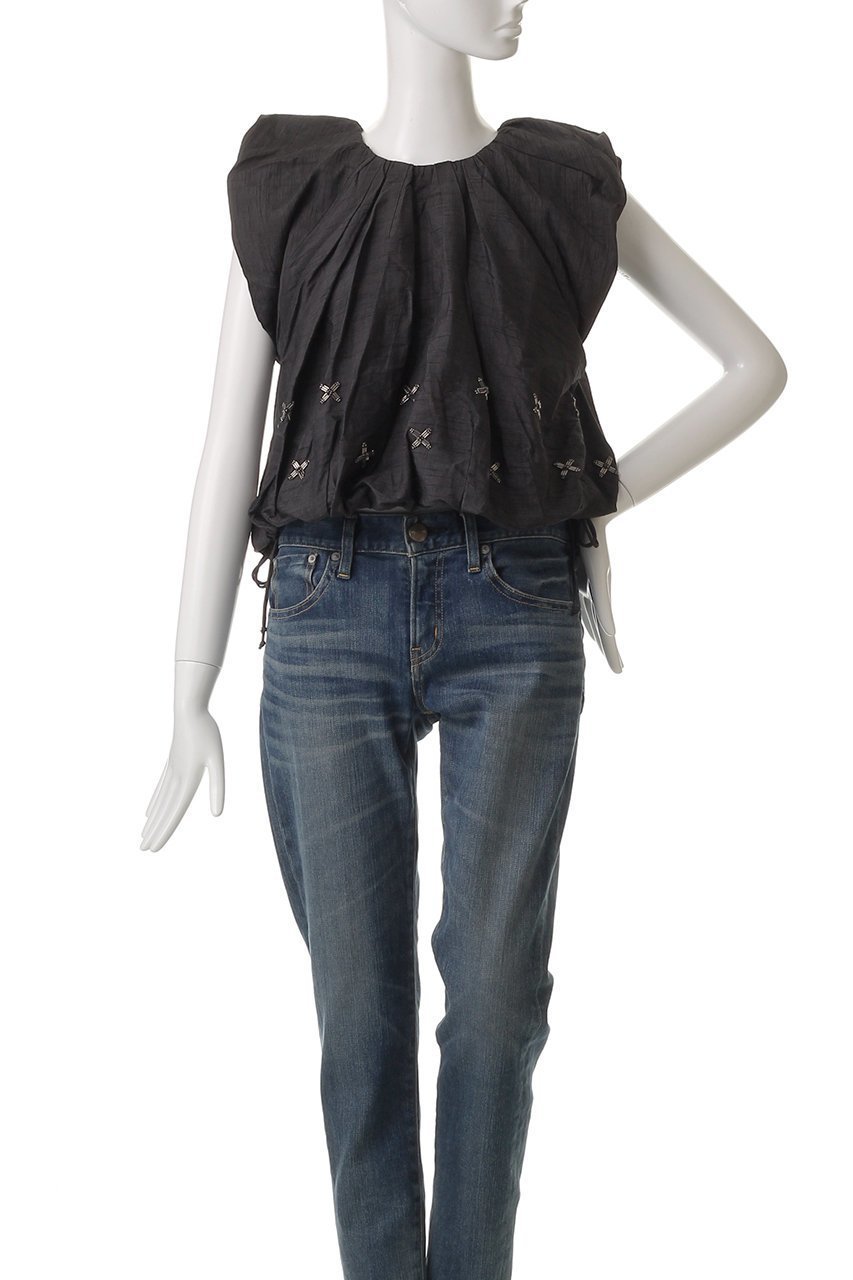 【マリリンムーン/MARILYN MOON】の【SOI-MeME】ビーズモチーフタフタバルーンブラウス 人気、トレンドファッション・服の通販 founy(ファニー) 　ファッション　Fashion　レディースファッション　Fashion for Women　トップス・カットソー　Cut & Sew Tops　シャツ・ブラウス・オフィスカジュアル　Elegant Blouses & Button-Ups　おすすめ　Recommended / Our Picks　ショート　Short, Short Length　スリーブ　Sleeve, Long Sleeve / Short Sleeve　セットアップ　Set-Up, Coordinated Outfit　タフタ　Taffeta, Structured Fabric　バルーン　Balloon, Balloon Silhouette　フラワー　Flower, Floral　other-2|ID: prp329100004454738 ipo3291000000035366853