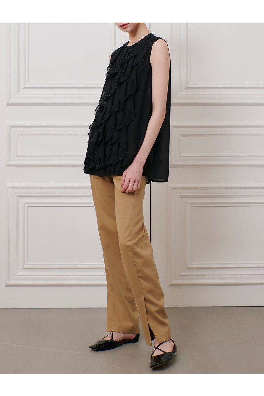 【アルアバイル/allureville】の【LOULOU WILLOUGHBY】シフォンラッフルブラウス 人気、トレンドファッション・服の通販 founy(ファニー) 　ファッション　Fashion　レディースファッション　WOMEN　トップス・カットソー　Tops/Tshirt　キャミソール / ノースリーブ　No Sleeves　シャツ/ブラウス　Shirts/Blouses　おすすめ　Recommend　ノースリーブ　No Sleeve　フロント　Front　ラウンド　Round　ラッフル　Raffle　エレガント 上品　Elegant　other-7|ID: prp329100004454742 ipo3291000000031324458