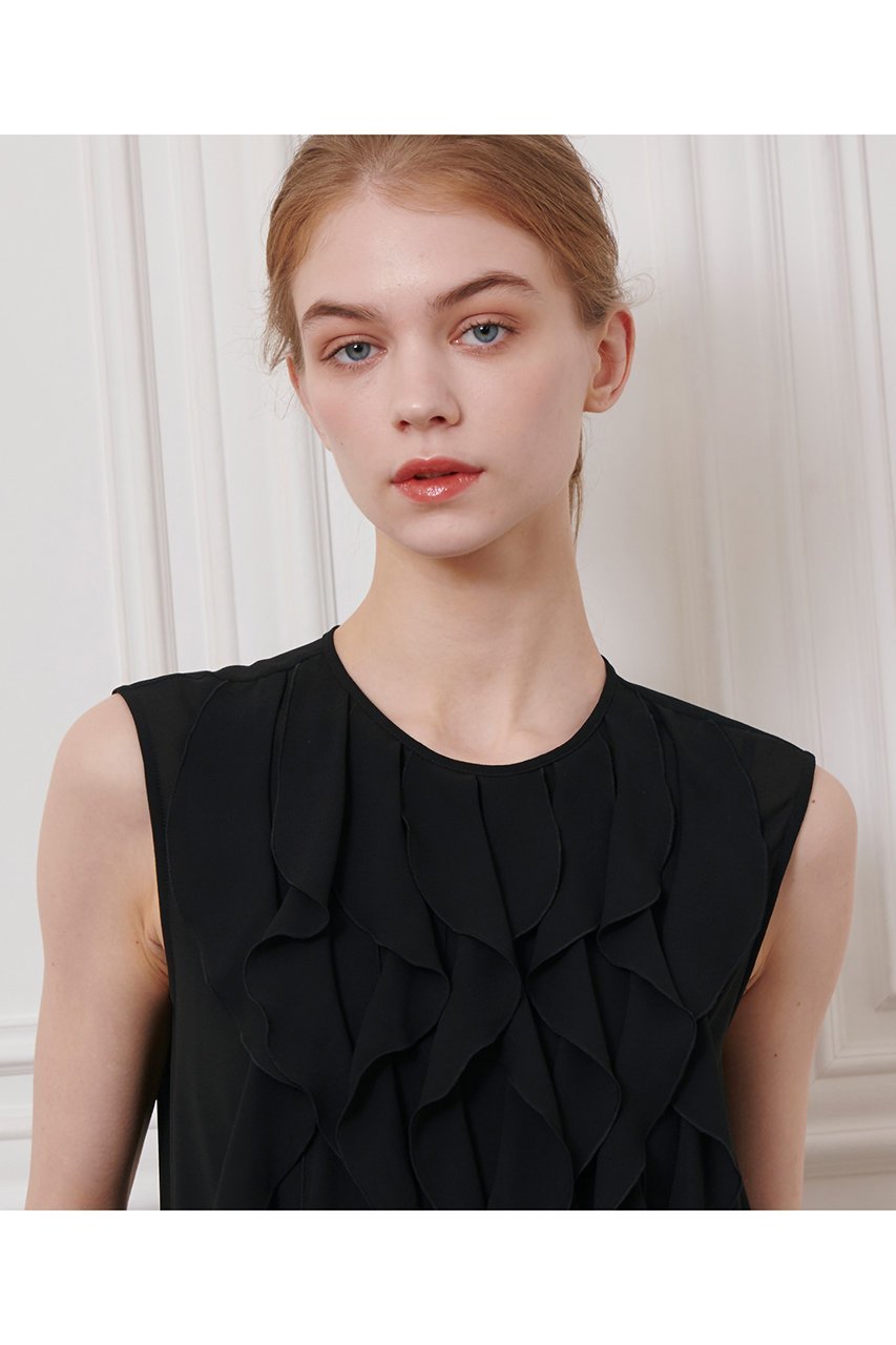 【アルアバイル/allureville】の【LOULOU WILLOUGHBY】シフォンラッフルブラウス 人気、トレンドファッション・服の通販 founy(ファニー) 　ファッション　Fashion　レディースファッション　Fashion for Women　トップス・カットソー　Cut & Sew Tops　キャミソール&ノースリーブ　Camisoles & Sleeveless Tops　シャツ・ブラウス・オフィスカジュアル　Elegant Blouses & Button-Ups　おすすめ　Recommended / Our Picks　ノースリーブ　Sleeveless, No-Sleeve　フロント　Front, Front Design　ラウンド　Round, Round Neck　ラッフル　Ruffle, Frill　エレガント 上品　Elegant　other-6|ID: prp329100004454742 ipo3291000000032705929
