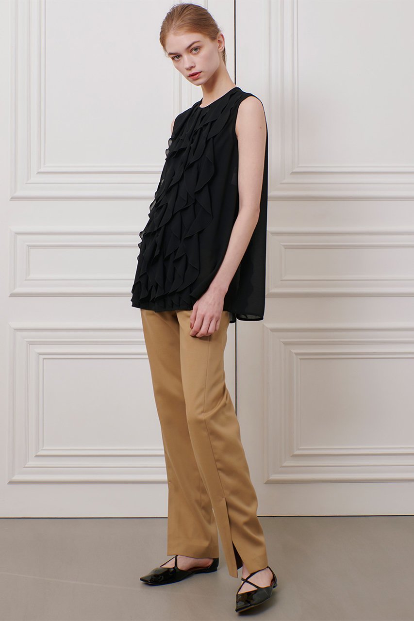 【アルアバイル/allureville】の【LOULOU WILLOUGHBY】シフォンラッフルブラウス 人気、トレンドファッション・服の通販 founy(ファニー) 　ファッション　Fashion　レディースファッション　Fashion for Women　トップス・カットソー　Cut & Sew Tops　キャミソール&ノースリーブ　Camisoles & Sleeveless Tops　シャツ・ブラウス・オフィスカジュアル　Elegant Blouses & Button-Ups　おすすめ　Recommended / Our Picks　ノースリーブ　Sleeveless, No-Sleeve　フロント　Front, Front Design　ラウンド　Round, Round Neck　ラッフル　Ruffle, Frill　エレガント 上品　Elegant　other-7|ID: prp329100004454742 ipo3291000000032705930