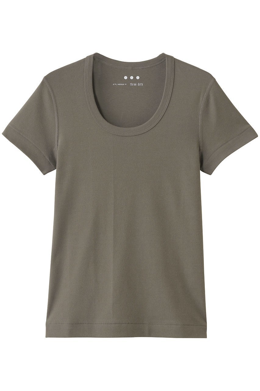 【エリオポール/heliopole】の【THREE DOTS】JESSICA ショートスリーブカットソー インテリア・キッズ・メンズ・レディースファッション・服の通販 founy(ファニー) 　ファッション　Fashion　レディースファッション　WOMEN　トップス・カットソー　Tops/Tshirt　シャツ/ブラウス　Shirts/Blouses　ロング / Tシャツ　T-Shirts　カットソー　Cut and Sewn　インナー　Inner　カットソー　Cut And Sew　ショート　Short　スリーブ　Sleeve　ベーシック　Basic　ラウンド　Round　エレガント 上品　Elegant　再入荷　Restock/Back In Stock/Re Arrival　半袖　Short Sleeve　オリーブ|ID: prp329100004454747 ipo3291000000031168885