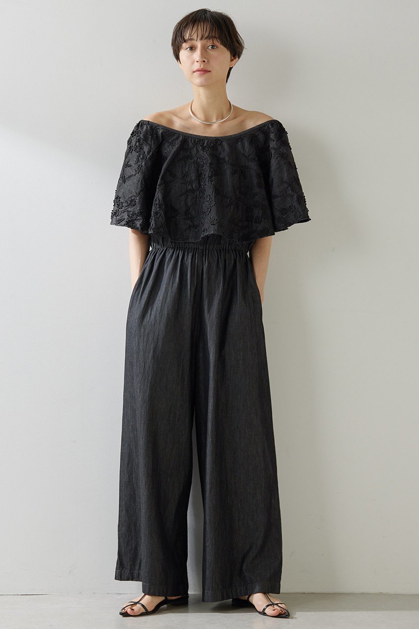【ウィムガゼット/Whim Gazette】のエンブロイダリージャンプスーツ 人気、トレンドファッション・服の通販 founy(ファニー) 　ファッション　Fashion　レディースファッション　Fashion for Women　パンツ　Pants & Trousers　おすすめ　Recommended / Our Picks　ウォッシュ　Washed Finish　コンビネゾン　Jumpsuit, All-in-One　デニム　Denim, Jeans Material　フレア　Flare, Flared　リゾート　Resort, Vacation Style　エレガント 上品　Elegant　再入荷　Restock / Back in Stock　夏　Summer　旅行　Travel　春　Spring　S/S・春夏　SS, Spring/Summer, Warm Season　other-6|ID: prp329100004454748 ipo3291000000032811814