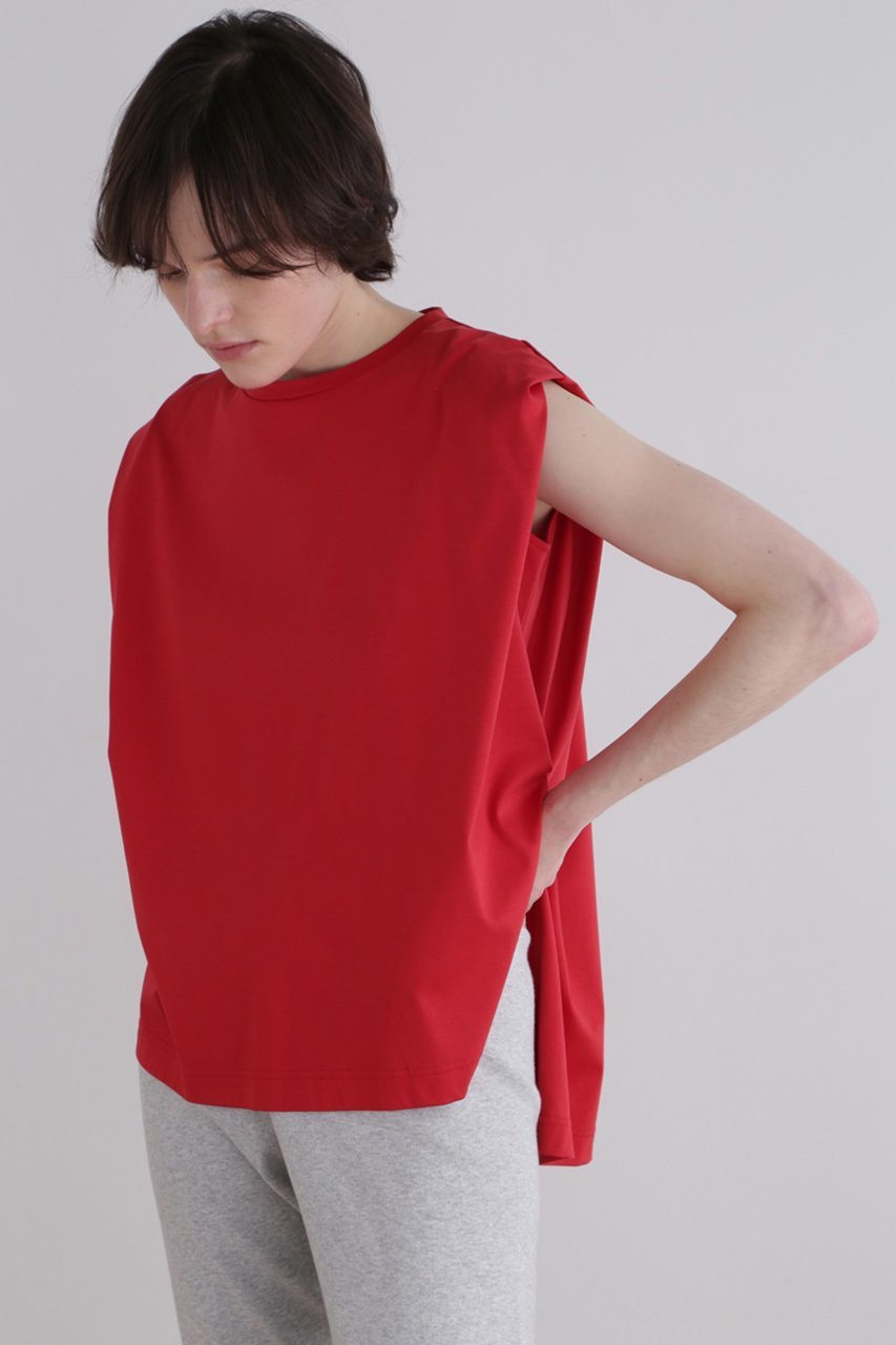 【ル フィル/LE PHIL】のシルキースムースノースリーブT インテリア・キッズ・メンズ・レディースファッション・服の通販 founy(ファニー) 　ファッション　Fashion　レディースファッション　Fashion for Women　トップス・カットソー　Cut & Sew Tops　キャミソール&ノースリーブ　Camisoles & Sleeveless Tops　シャツ・ブラウス・オフィスカジュアル　Elegant Blouses & Button-Ups　ロングTシャツ・Tシャツ　Longline T-Shirts & Tees　カットソー・ベーシックTシャツ　Cut-and-Sewn Tops / Stretch Tees & Basics　おすすめ　Recommended / Our Picks　キャミソール　Camisole, Spaghetti Strap Top　タンク　Tank Top, Sleeveless Top　ドレープ　Drape, Draping Fabric　リラックス　Relax, Relaxed Fit　エレガント 上品　Elegant　レッド|ID: prp329100004454752 ipo3291000000032810458