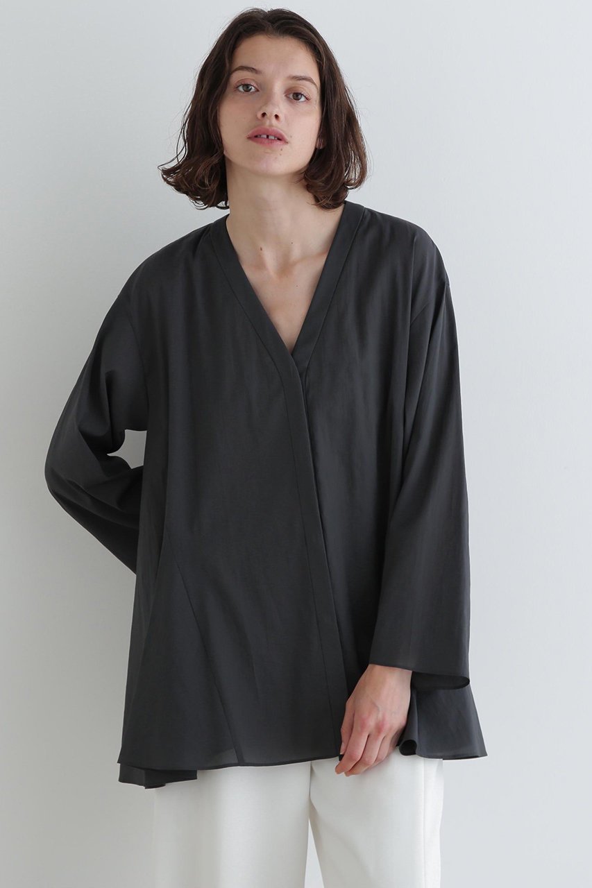 【ル フィル/LE PHIL】のトリアセオーガンジーブラウス 人気、トレンドファッション・服の通販 founy(ファニー) 　ファッション　Fashion　レディースファッション　Fashion for Women　トップス・カットソー　Cut & Sew Tops　シャツ・ブラウス・オフィスカジュアル　Elegant Blouses & Button-Ups　スリーブ　Sleeve, Long Sleeve / Short Sleeve　フォルム　Silhouette, Form　フロント　Front, Front Design　ロング　Long, Long-Length　other-5|ID: prp329100004454758 ipo3291000000036394935