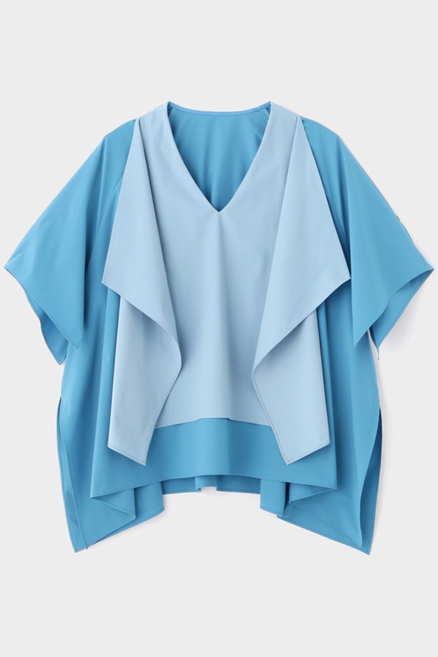 【ル フィル/LE PHIL】のSOLOTEXコンビブラウス インテリア・キッズ・メンズ・レディースファッション・服の通販 founy(ファニー) 　ファッション　Fashion　レディースファッション　Fashion for Women　トップス・カットソー　Cut & Sew Tops　シャツ・ブラウス・オフィスカジュアル　Elegant Blouses & Button-Ups　コンビ　Combo, Combination Style　ショート　Short, Short Length　ストレッチ　Stretch, Stretchy Fabric　スリット　Slit, Slit Detail　スリーブ　Sleeve, Long Sleeve / Short Sleeve　フロント　Front, Front Design　ブルー|ID: prp329100004454759 ipo3291000000035559806