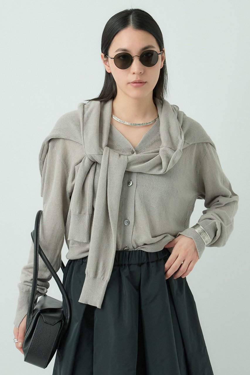 【カオス/Chaos】のヴェータリネンカーディガン 人気、トレンドファッション・服の通販 founy(ファニー) 　ファッション　Fashion　レディースファッション　Fashion for Women　トップス・カットソー　Cut & Sew Tops　ニット　Knit Tops & Sweaters　カーディガン・羽織り　Layered Style Cardigans　カーディガン　Cardigan, Knitwear　コンパクト　Compact, Small Size　ストレッチ　Stretch, Stretchy Fabric　スリット　Slit, Slit Detail　ネップ　Nepp, Slub Yarn　フィット　Fit, Slim Fit　リネン　Linen, Linen Fabric　再入荷　Restock / Back in Stock　夏　Summer　 other-1|ID: prp329100004454761 ipo3291000000032921231