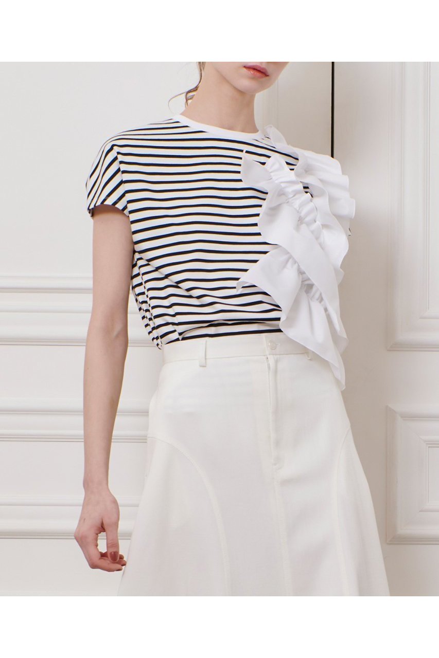 【アルアバイル/allureville】の【LOULOU WILLOUGHBY】ギャザーレイヤーTシャツ 人気、トレンドファッション・服の通販 founy(ファニー) 　ファッション　Fashion　レディースファッション　Ladies' Fashion Online　トップス・カットソー　Tops/Tshirt　シャツ/ブラウス　Shirts/Blouses　ロング / Tシャツ　T-Shirts　カットソー　Cut and Sewn　ギャザー　Gather　ショート　Short　スリーブ　Sleeve　タフタ　Taffeta　バランス　Balance　ボーダー　Border　人気　Popularity　今季　This Season　other-7|ID: prp329100004454767 ipo3291000000031324513