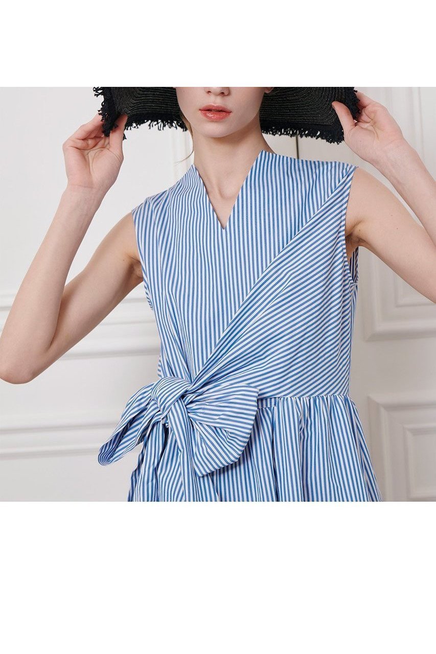 【アルアバイル/allureville】の【LOULOU WILLOUGHBY】ストライプリボンワンピース 人気、トレンドファッション・服の通販 founy(ファニー) 　ファッション　Fashion　レディースファッション　WOMEN　ワンピース　Dress　チュニック　Tunic　アシンメトリー　Asymmetry　ストライプ　Stripe　チュニック　Tunic　ティアード　Tiered　ティアードワンピース　Tiered Dress　フィット　Fit　フェミニン　Feminine　リボン　Ribbon　ロング　Long　夏　Summer　other-7|ID: prp329100004454768 ipo3291000000031324517