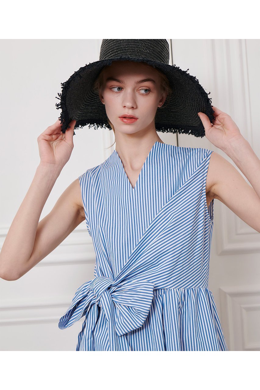 【アルアバイル/allureville】の【LOULOU WILLOUGHBY】ストライプリボンワンピース 人気、トレンドファッション・服の通販 founy(ファニー) 　ファッション　Fashion　レディースファッション　Fashion for Women　ワンピース　Dresses　チュニック　Tunic Tops & Dresses　アシンメトリー　Asymmetrical Style　ストライプ　Stripe, Striped Pattern　チュニック　Tunic, Long Top　ティアード　Tiered, Tiered Style　ティアードワンピース　Tiered Dress, Flared Dress　フィット　Fit, Slim Fit　フェミニン　Feminine, Girly　リボン　Ribbon, Bow　ロング　Long, Long-Length　夏　Summer　other-7|ID: prp329100004454768 ipo3291000000032861406