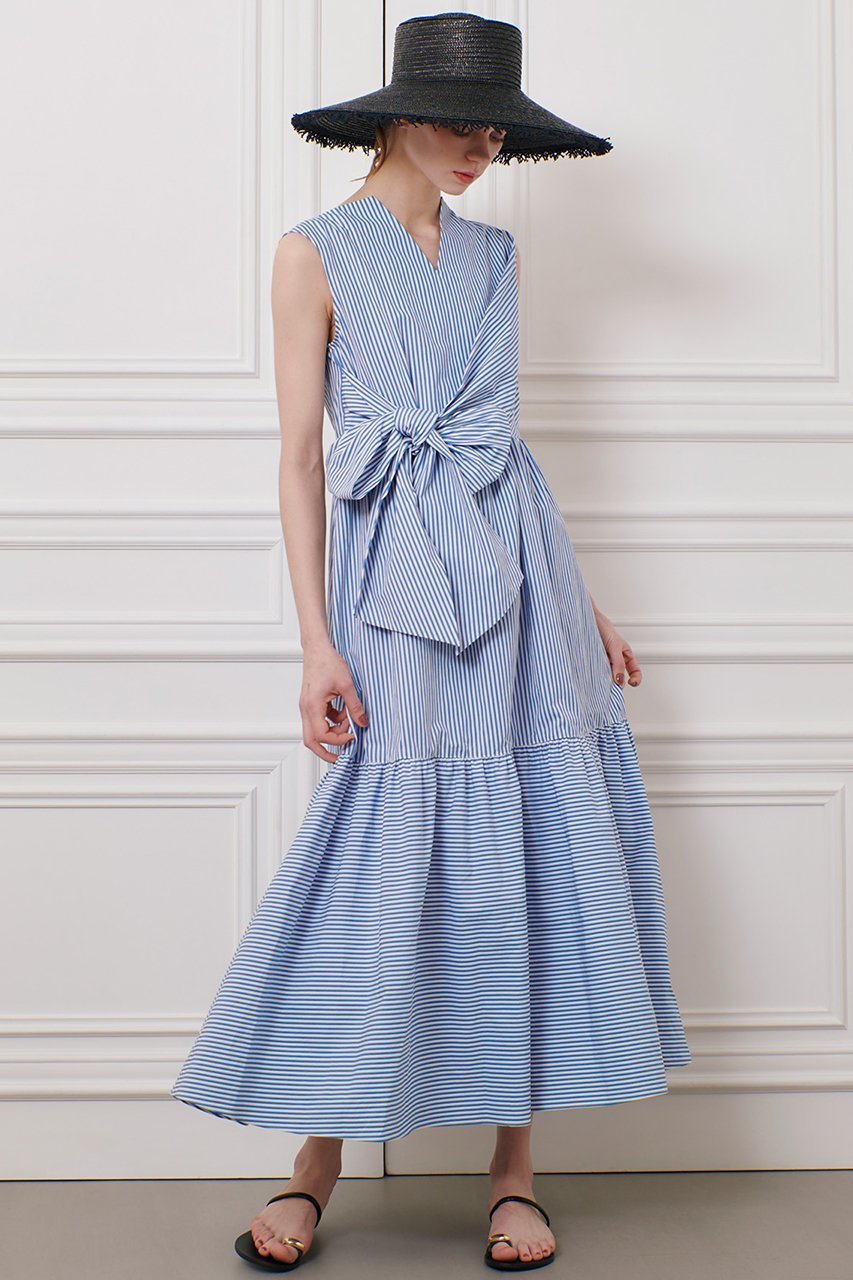 【アルアバイル/allureville】の【LOULOU WILLOUGHBY】ストライプリボンワンピース 人気、トレンドファッション・服の通販 founy(ファニー) 　ファッション　Fashion　レディースファッション　Fashion for Women　ワンピース　Dresses　チュニック　Tunic Tops & Dresses　アシンメトリー　Asymmetrical Style　ストライプ　Stripe, Striped Pattern　チュニック　Tunic, Long Top　ティアード　Tiered, Tiered Style　ティアードワンピース　Tiered Dress, Flared Dress　フィット　Fit, Slim Fit　フェミニン　Feminine, Girly　リボン　Ribbon, Bow　ロング　Long, Long-Length　夏　Summer　other-8|ID: prp329100004454768 ipo3291000000032861412