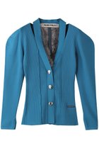 【プランク プロジェクト/PRANK PROJECT】のパフスリーブレースニットカーデ / Puff Sleeve Lace Knit Cardigan BLU(ブルー)|ID: prp329100004454773 ipo3291000000032933739