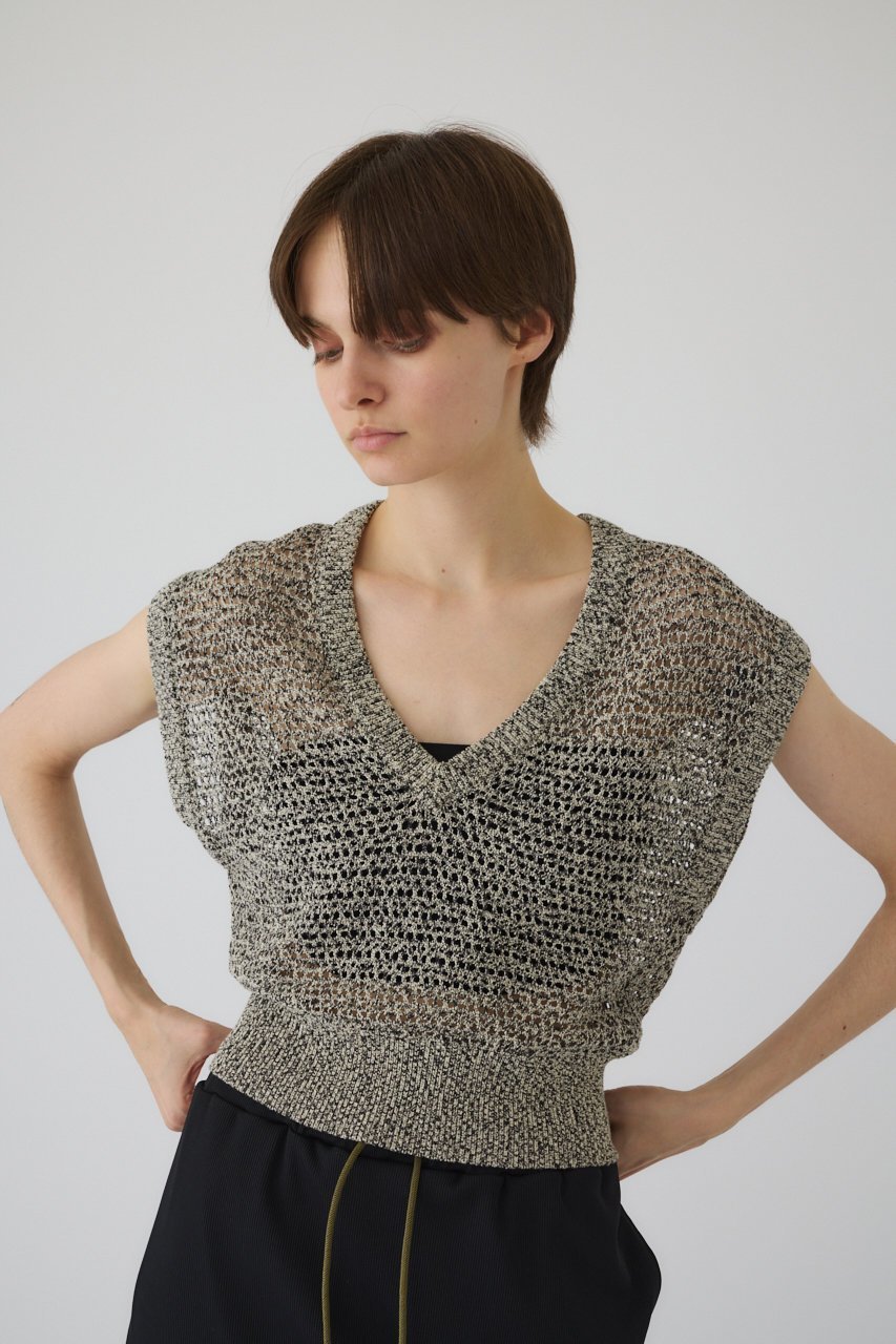 【リムアーク/RIM.ARK】のSummer knit v neck tops/ニット 人気、トレンドファッション・服の通販 founy(ファニー) 　ファッション　Fashion　レディースファッション　Fashion for Women　トップス・カットソー　Cut & Sew Tops　ニット　Knit Tops & Sweaters　カジュアルプルオーバー・ニットトップス　Pullovers & Knit Tops / Casual Pullovers　おすすめ　Recommended / Our Picks　コンパクト　Compact, Small Size　ベスト　Vest, Waistcoat　夏　Summer　透かし　Cut-Out, Lacework　other-6|ID: prp329100004454780 ipo3291000000032961180