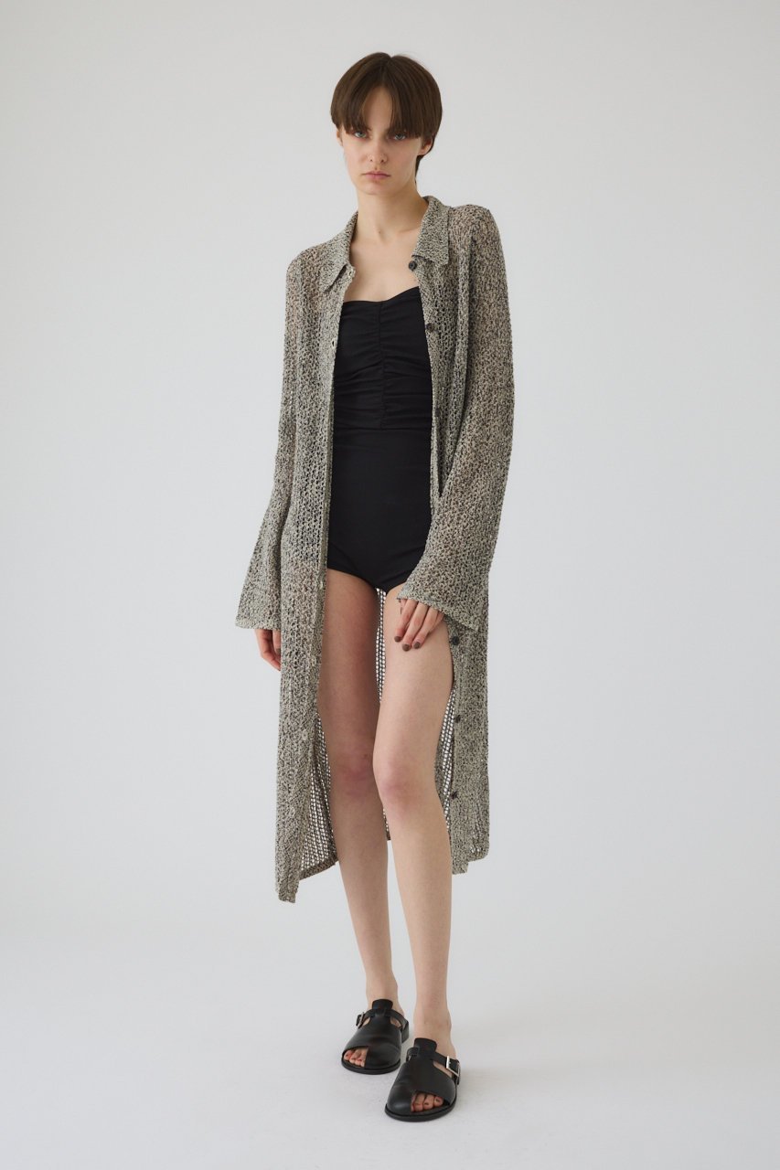 【リムアーク/RIM.ARK】のSummer knit long CD/カーディガン 人気、トレンドファッション・服の通販 founy(ファニー) 　ファッション　Fashion　レディースファッション　Fashion for Women　トップス・カットソー　Cut & Sew Tops　ニット　Knit Tops & Sweaters　カーディガン・羽織り　Layered Style Cardigans　おすすめ　Recommended / Our Picks　カーディガン　Cardigan, Knitwear　セットアップ　Set-Up, Coordinated Outfit　ブラウジング　Blouson Silhouette, Cinched Waist　ロング　Long, Long-Length　夏　Summer　透かし　Cut-Out, Lacework　other-8|ID: prp329100004454785 ipo3291000000032961230