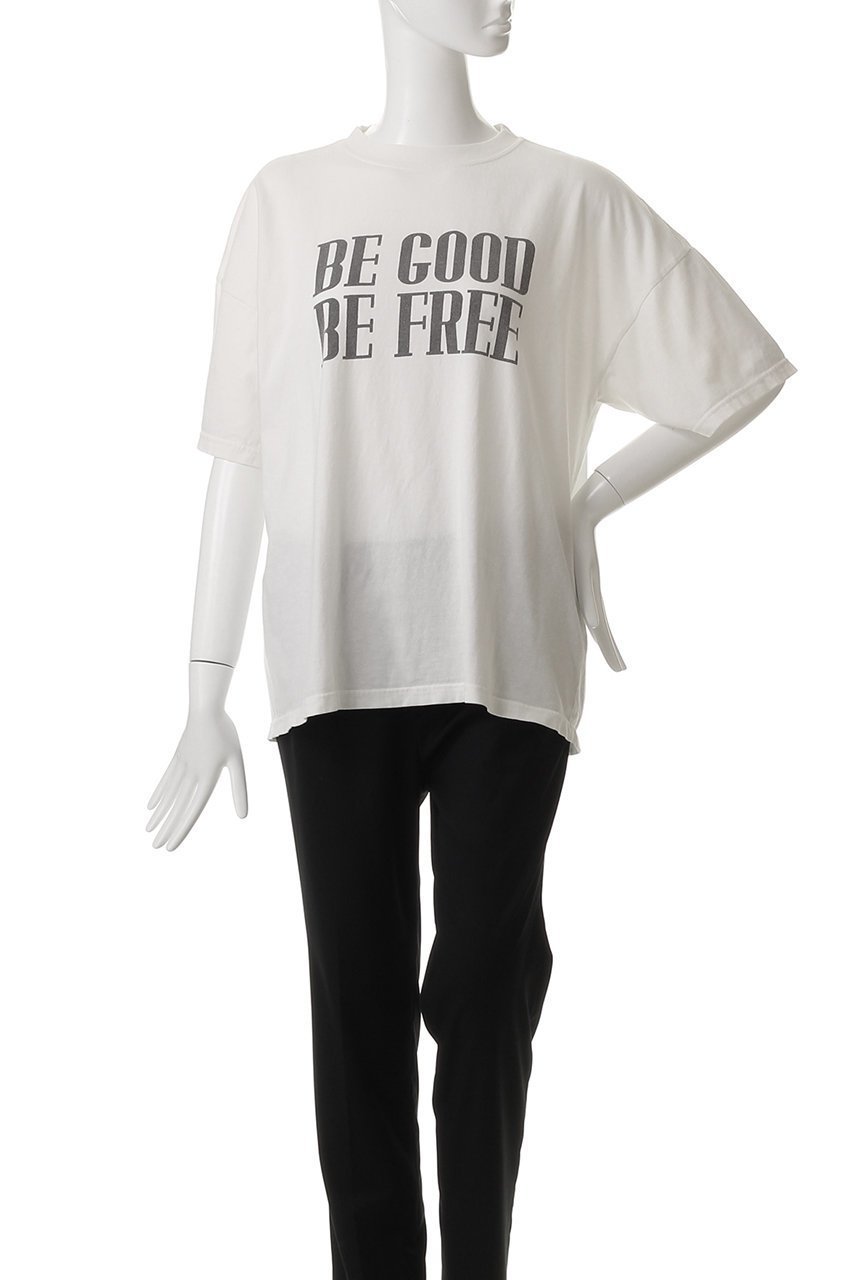 【デザイン ワークス/DESIGN WORKS】の【別注】REMI ELIEF ロゴTシャツ BE GOOD BE FREE 人気、トレンドファッション・服の通販 founy(ファニー) 　ファッション　Fashion　レディースファッション　Fashion for Women　トップス・カットソー　Cut & Sew Tops　シャツ・ブラウス・オフィスカジュアル　Elegant Blouses & Button-Ups　ロングTシャツ・Tシャツ　Longline T-Shirts & Tees　カットソー・ベーシックTシャツ　Cut-and-Sewn Tops / Stretch Tees & Basics　アメリカン　American Style　ショート　Short, Short Length　スリーブ　Sleeve, Long Sleeve / Short Sleeve　トレンド　Trend, Trending Now　プリント　Print, Printed Pattern　ベーシック　Basic, Essential　リラックス　Relax, Relaxed Fit　レギュラー　Regular, Standard Fit　再入荷　Restock / Back in Stock　別注　Limited Edition, Custom Order　other-2|ID: prp329100004454786 ipo3291000000032808912