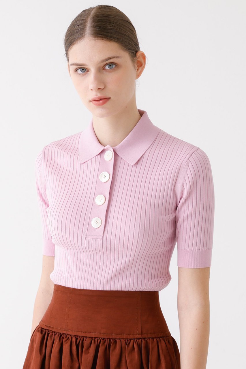 【デザイン ワークス/DESIGN WORKS】のワイドリブポロニット 人気、トレンドファッション・服の通販 founy(ファニー) 　ファッション　Fashion　レディースファッション　WOMEN　トップス・カットソー　Tops/Tshirt　ニット　Knit Tops　プルオーバー　Pullover　なめらか　Smooth　キュプラ　Cupra　シンプル　Simple　ストレッチ　Stretch　トレンド　Trend　フェミニン　Feminine　マニッシュ　Mannish　エレガント 上品　Elegant　other-6|ID: prp329100004454787 ipo3291000000031324242