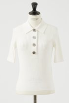 【デザイン ワークス/DESIGN WORKS】のワイドリブポロニット ホワイト|ID:prp329100004454787