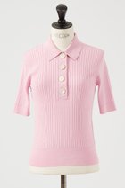 【デザイン ワークス/DESIGN WORKS】のワイドリブポロニット ピンク|ID:prp329100004454787