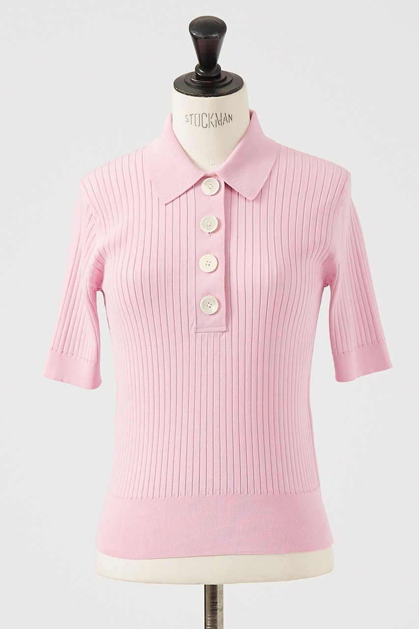 【デザイン ワークス/DESIGN WORKS】のワイドリブポロニット インテリア・キッズ・メンズ・レディースファッション・服の通販 founy(ファニー) 　ファッション　Fashion　レディースファッション　Fashion for Women　トップス・カットソー　Cut & Sew Tops　ニット　Knit Tops & Sweaters　カジュアルプルオーバー・ニットトップス　Pullovers & Knit Tops / Casual Pullovers　なめらか　Smooth, Silky Texture　キュプラ　Cupro, Eco Fabric　シンプル　Simple, Minimal　ストレッチ　Stretch, Stretchy Fabric　トレンド　Trend, Trending Now　フェミニン　Feminine, Girly　マニッシュ　Mannish, Boyish　エレガント 上品　Elegant　ピンク|ID: prp329100004454787 ipo3291000000035962067