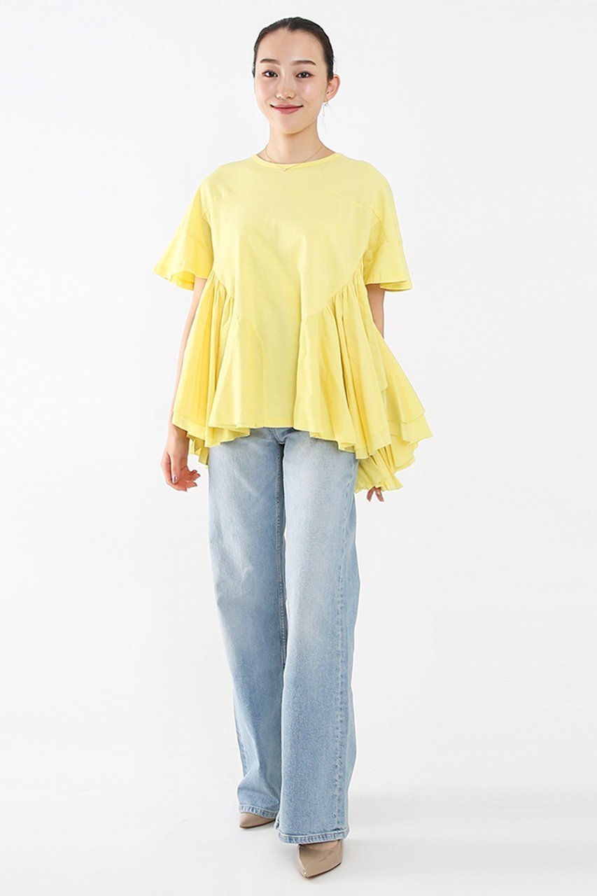 【アユーシ/AAYUSHI】のロングティアードフリルテールトップス 人気、トレンドファッション・服の通販 founy(ファニー) 　ファッション　Fashion　レディースファッション　WOMEN　トップス・カットソー　Tops/Tshirt　シャツ/ブラウス　Shirts/Blouses　ロング / Tシャツ　T-Shirts　カットソー　Cut and Sewn　ギャザー　Gather　ショート　Short　シンプル　Simple　スリーブ　Sleeve　デニム　Denim　バランス　Balance　パターン　Pattern　フリル　Frills　ランダム　Random　ロング　Long　再入荷　Restock/Back In Stock/Re Arrival　other-2|ID: prp329100004456310 ipo3291000000031250026