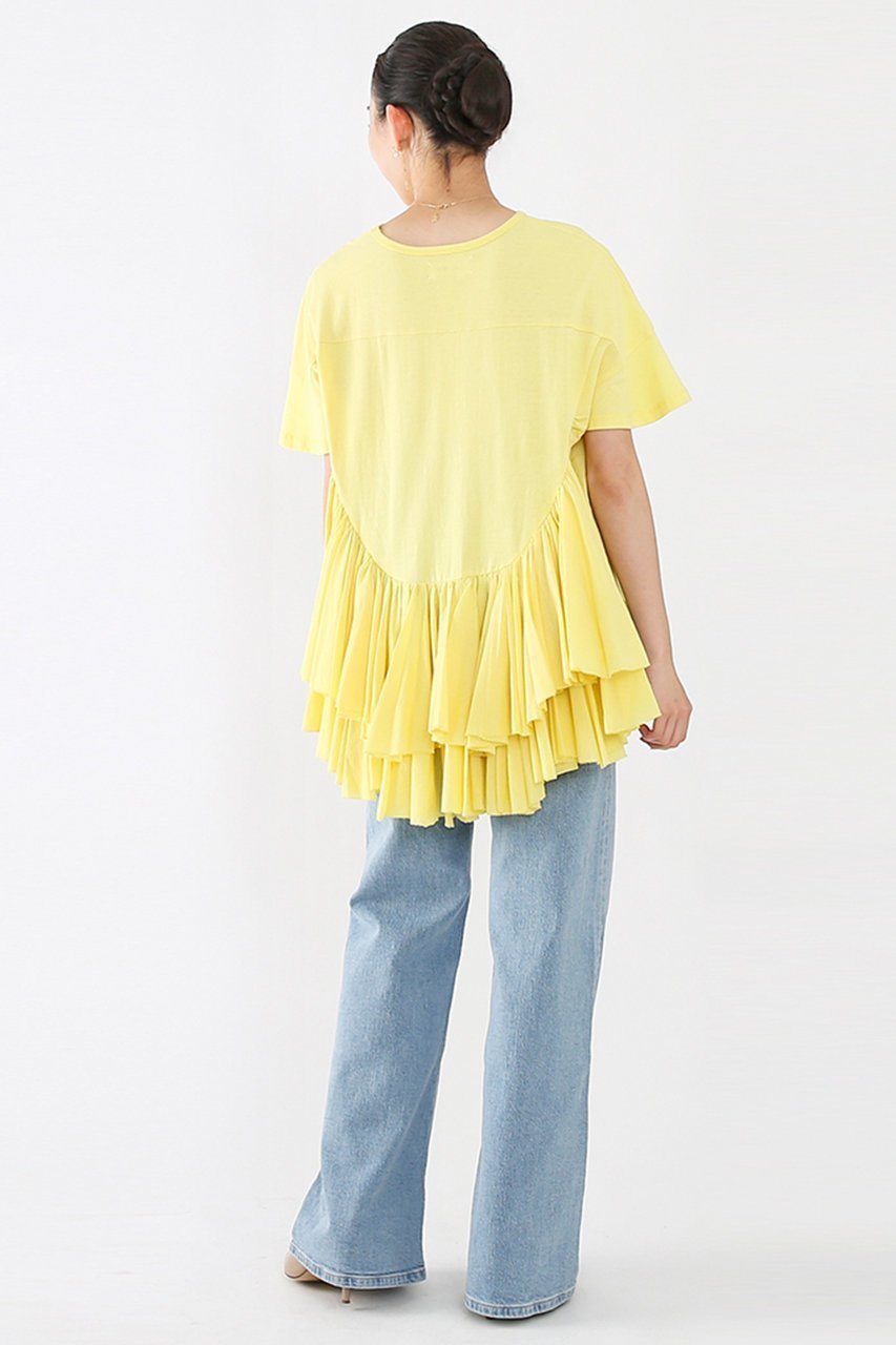 【アユーシ/AAYUSHI】のロングティアードフリルテールトップス 人気、トレンドファッション・服の通販 founy(ファニー) 　ファッション　Fashion　レディースファッション　WOMEN　トップス・カットソー　Tops/Tshirt　シャツ/ブラウス　Shirts/Blouses　ロング / Tシャツ　T-Shirts　カットソー　Cut and Sewn　ギャザー　Gather　ショート　Short　シンプル　Simple　スリーブ　Sleeve　デニム　Denim　バランス　Balance　パターン　Pattern　フリル　Frills　ランダム　Random　ロング　Long　再入荷　Restock/Back In Stock/Re Arrival　other-4|ID: prp329100004456310 ipo3291000000031250030