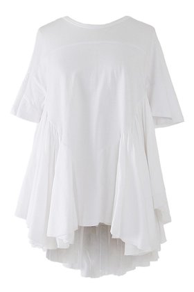 【アユーシ/AAYUSHI】のロングティアードフリルテールトップス 人気、トレンドファッション・服の通販 founy(ファニー) ファッション Fashion レディースファッション Fashion for Women トップス・カットソー Cut & Sew Tops シャツ・ブラウス・オフィスカジュアル Elegant Blouses & Button-Ups ロングTシャツ・Tシャツ Longline T-Shirts & Tees カットソー・ベーシックTシャツ Cut-and-Sewn Tops / Stretch Tees & Basics ギャザー Gathered, Ruffled ショート Short, Short Length シンプル Simple, Minimal スリーブ Sleeve, Long Sleeve / Short Sleeve デニム Denim, Jeans Material バランス Balance, Style Balance パターン Pattern, Design Print フリル Frill, Ruffle ランダム Random, Irregular ロング Long, Long-Length 再入荷 Restock / Back in Stock |ID:prp329100004456310