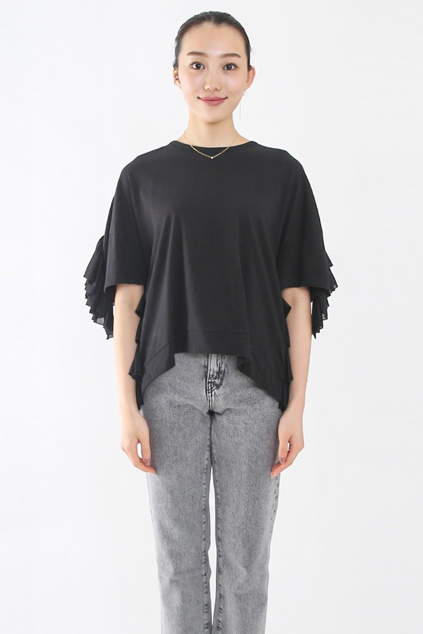 【アユーシ/AAYUSHI】のティアードカットソー 人気、トレンドファッション・服の通販 founy(ファニー) 　ファッション　Fashion　レディースファッション　WOMEN　トップス・カットソー　Tops/Tshirt　シャツ/ブラウス　Shirts/Blouses　ロング / Tシャツ　T-Shirts　カットソー　Cut and Sewn　ショート　Short　シンプル　Simple　スリーブ　Sleeve　デニム　Denim　フリル　Frills　ベーシック　Basic　リラックス　Relax　半袖　Short Sleeve　other-2|ID: prp329100004456311 ipo3291000000031250031