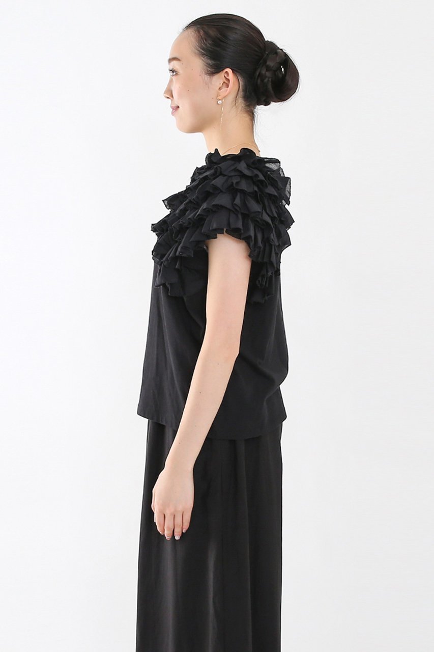 【アユーシ/AAYUSHI】のフリルボリュームショルダートップス 人気、トレンドファッション・服の通販 founy(ファニー) 　ファッション　Fashion　レディースファッション　WOMEN　トップス・カットソー　Tops/Tshirt　シャツ/ブラウス　Shirts/Blouses　ロング / Tシャツ　T-Shirts　カットソー　Cut and Sewn　ショート　Short　スリーブ　Sleeve　フェミニン　Feminine　フリル　Frills　other-3|ID: prp329100004456312 ipo3291000000031250038
