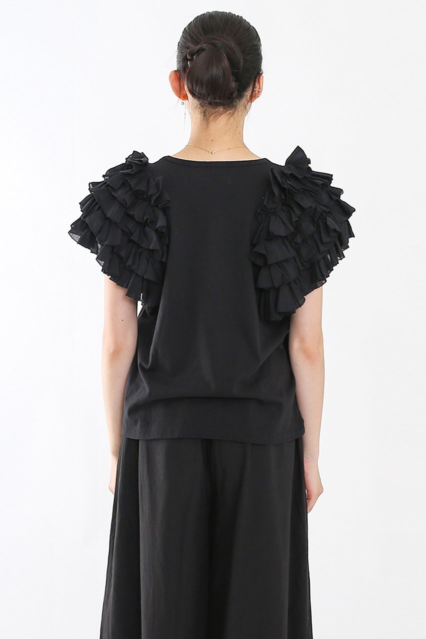 【アユーシ/AAYUSHI】のフリルボリュームショルダートップス 人気、トレンドファッション・服の通販 founy(ファニー) 　ファッション　Fashion　レディースファッション　WOMEN　トップス・カットソー　Tops/Tshirt　シャツ/ブラウス　Shirts/Blouses　ロング / Tシャツ　T-Shirts　カットソー　Cut and Sewn　ショート　Short　スリーブ　Sleeve　フェミニン　Feminine　フリル　Frills　other-4|ID: prp329100004456312 ipo3291000000031250040