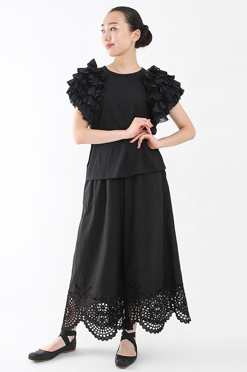 【アユーシ/AAYUSHI】のフリルボリュームショルダートップス 人気、トレンドファッション・服の通販 founy(ファニー) 　ファッション　Fashion　レディースファッション　WOMEN　トップス・カットソー　Tops/Tshirt　シャツ/ブラウス　Shirts/Blouses　ロング / Tシャツ　T-Shirts　カットソー　Cut and Sewn　ショート　Short　スリーブ　Sleeve　フェミニン　Feminine　フリル　Frills　other-7|ID: prp329100004456312 ipo3291000000031323880