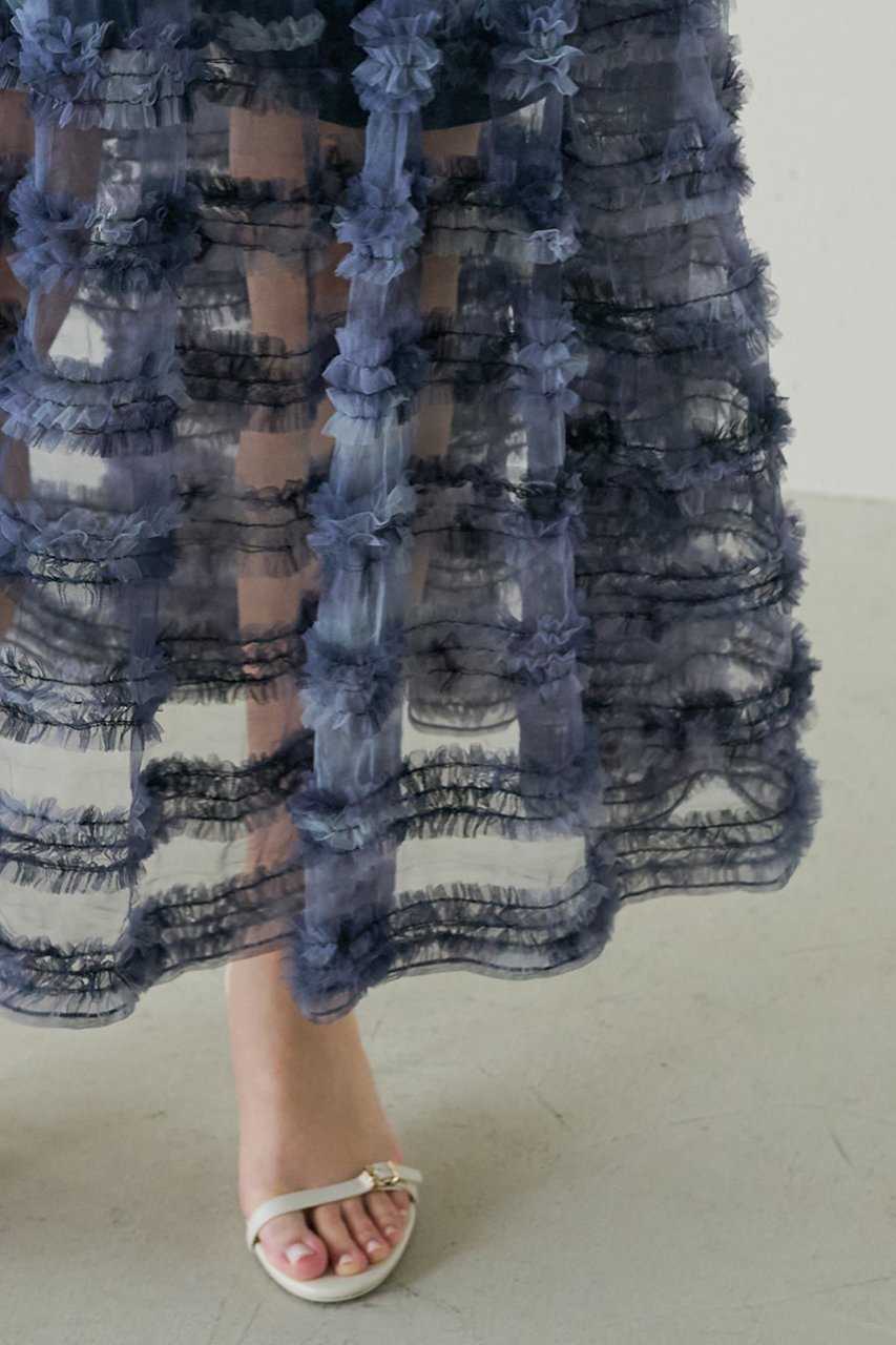 【ジェイドット/j.】のチュールジャカードフレアスカート 人気、トレンドファッション・服の通販 founy(ファニー) 　ファッション　Fashion　レディースファッション　Fashion for Women　スカート　Skirts　Aライン・フレアスカート　A-Line & Flared Skirts　ロングスカート　Long Skirts / Maxi & Midi Skirts　エアリー　Airy Texture　シンプル　Simple, Minimal　ジャカード／ジャガード　Jacquard, Woven Pattern　チュール　Tulip, Tulip Motif　フレア　Flare, Flared　ロング　Long, Long-Length　other-6|ID: prp329100004456316 ipo3291000000031323893