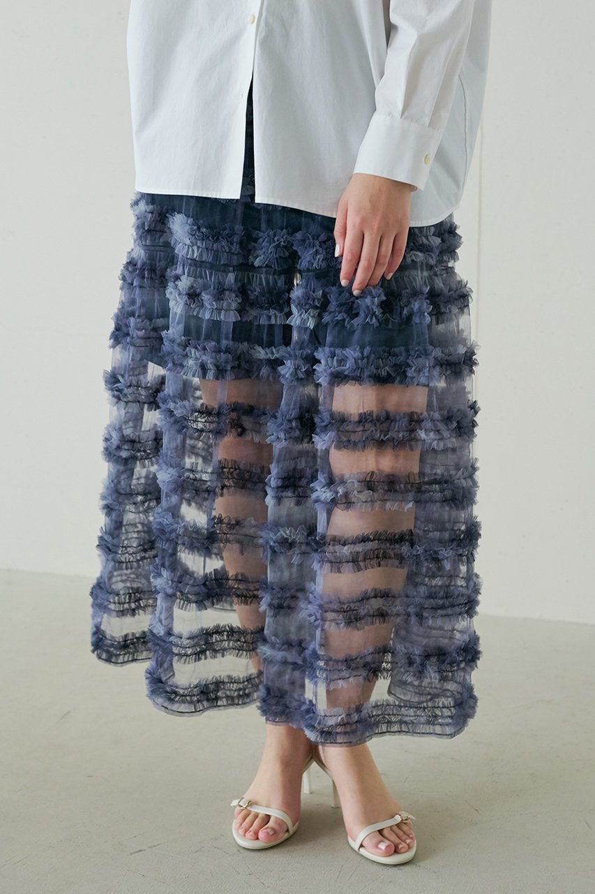 【ジェイドット/j.】のチュールジャカードフレアスカート 人気、トレンドファッション・服の通販 founy(ファニー) 　ファッション　Fashion　レディースファッション　Fashion for Women　スカート　Skirts　Aライン・フレアスカート　A-Line & Flared Skirts　ロングスカート　Long Skirts / Maxi & Midi Skirts　エアリー　Airy Texture　シンプル　Simple, Minimal　ジャカード／ジャガード　Jacquard, Woven Pattern　チュール　Tulip, Tulip Motif　フレア　Flare, Flared　ロング　Long, Long-Length　other-7|ID: prp329100004456316 ipo3291000000031323894