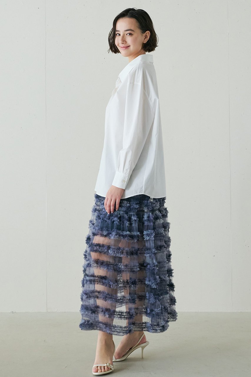 【ジェイドット/j.】のチュールジャカードフレアスカート 人気、トレンドファッション・服の通販 founy(ファニー) 　ファッション　Fashion　レディースファッション　Fashion for Women　スカート　Skirts　Aライン・フレアスカート　A-Line & Flared Skirts　ロングスカート　Long Skirts / Maxi & Midi Skirts　エアリー　Airy Texture　シンプル　Simple, Minimal　ジャカード／ジャガード　Jacquard, Woven Pattern　チュール　Tulip, Tulip Motif　フレア　Flare, Flared　ロング　Long, Long-Length　other-8|ID: prp329100004456316 ipo3291000000031323895