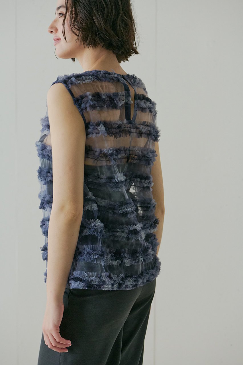 【ジェイドット/j.】のチュールジャカードスリーブレスブラウス 人気、トレンドファッション・服の通販 founy(ファニー) 　ファッション　Fashion　レディースファッション　WOMEN　トップス・カットソー　Tops/Tshirt　キャミソール / ノースリーブ　No Sleeves　シャツ/ブラウス　Shirts/Blouses　おすすめ　Recommend　シンプル　Simple　ジャカード　Jacquard　ジャケット　Jacket　スラックス　Slacks　チュール　Tulle　デニム　Denim　ノースリーブ　No Sleeve　other-6|ID: prp329100004456317 ipo3291000000031323897