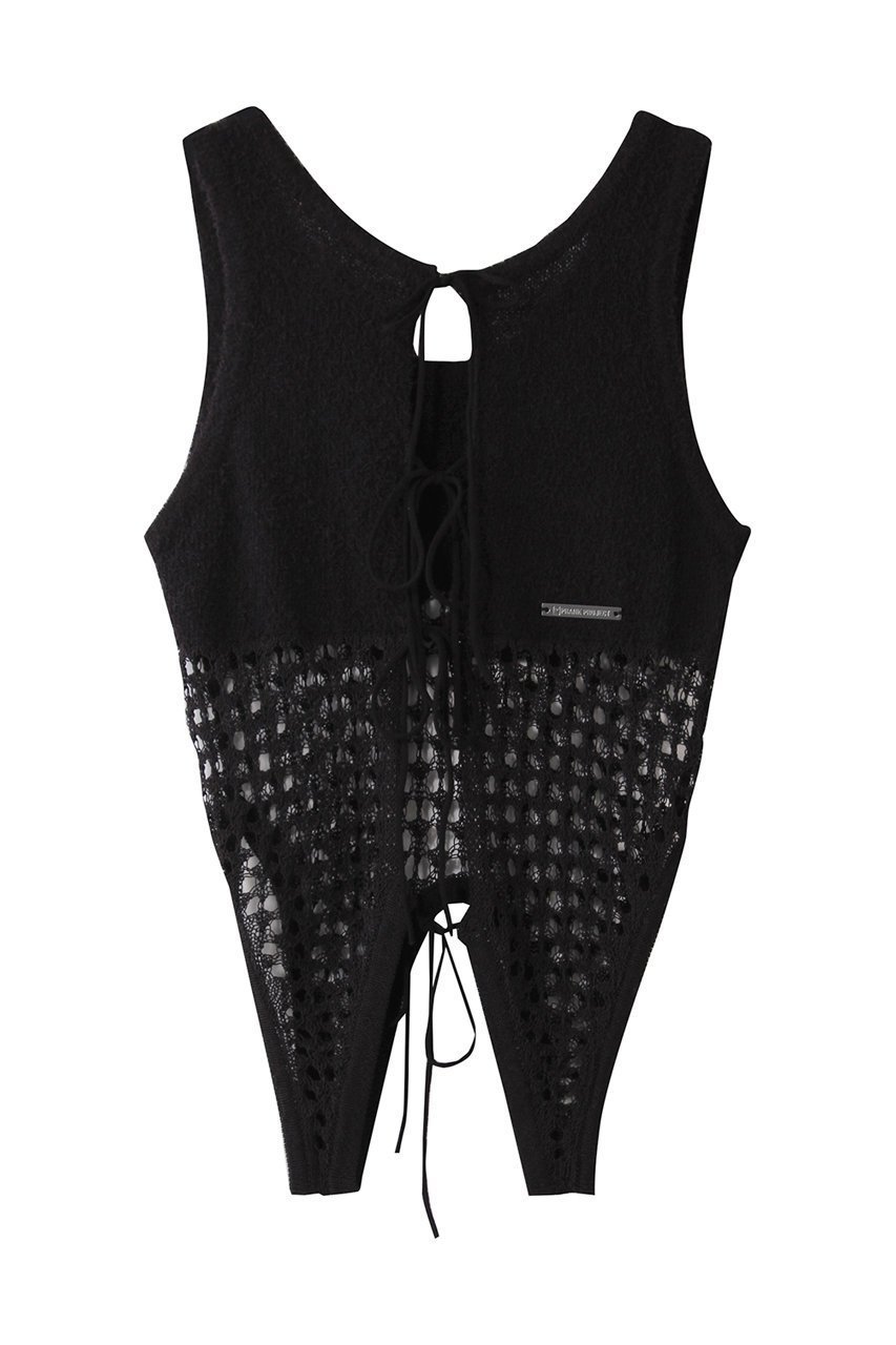 【プランク プロジェクト/PRANK PROJECT】のコイルメッシュコンビニットタンク / Coil Mesh Knit Tank 人気、トレンドファッション・服の通販 founy(ファニー) 　ファッション　Fashion　レディースファッション　Fashion for Women　トップス・カットソー　Cut & Sew Tops　ニット　Knit Tops & Sweaters　カジュアルプルオーバー・ニットトップス　Pullovers & Knit Tops / Casual Pullovers　おすすめ　Recommended / Our Picks　デニム　Denim, Jeans Material　メッシュ　Mesh, Net Fabric　リボン　Ribbon, Bow　 other-1|ID: prp329100004456322 ipo3291000000032924541