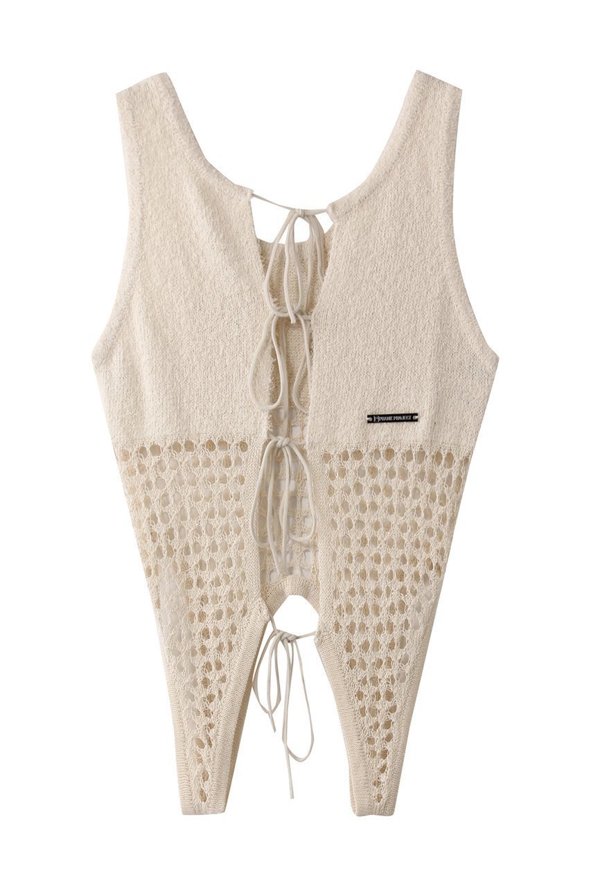 【プランク プロジェクト/PRANK PROJECT】のコイルメッシュコンビニットタンク / Coil Mesh Knit Tank インテリア・キッズ・メンズ・レディースファッション・服の通販 founy(ファニー) 　ファッション　Fashion　レディースファッション　Fashion for Women　トップス・カットソー　Cut & Sew Tops　ニット　Knit Tops & Sweaters　カジュアルプルオーバー・ニットトップス　Pullovers & Knit Tops / Casual Pullovers　おすすめ　Recommended / Our Picks　デニム　Denim, Jeans Material　メッシュ　Mesh, Net Fabric　リボン　Ribbon, Bow　IVR(アイボリー)|ID: prp329100004456322 ipo3291000000032924554