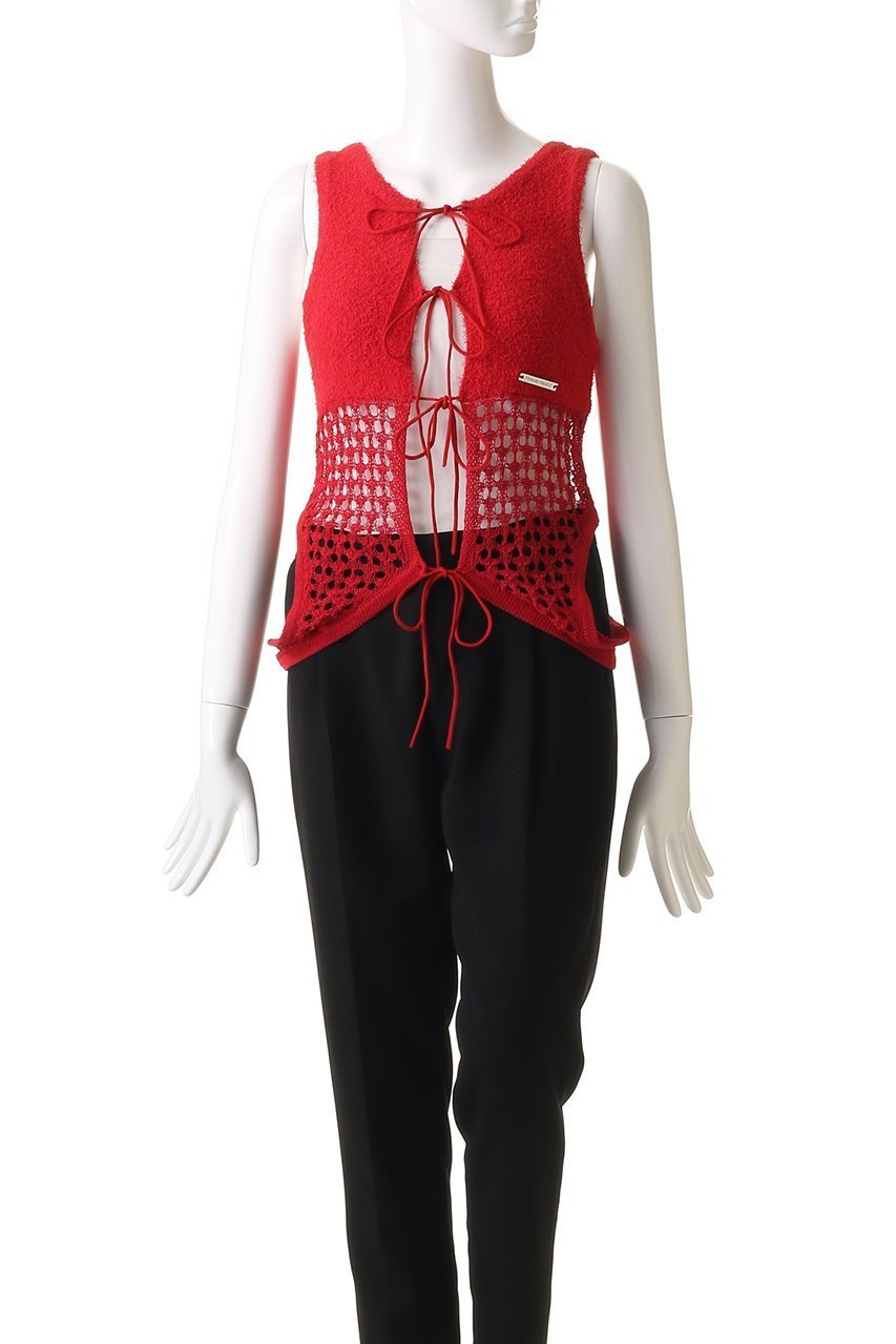 【プランク プロジェクト/PRANK PROJECT】のコイルメッシュコンビニットタンク / Coil Mesh Knit Tank 人気、トレンドファッション・服の通販 founy(ファニー) 　ファッション　Fashion　レディースファッション　Fashion for Women　トップス・カットソー　Cut & Sew Tops　ニット　Knit Tops & Sweaters　カジュアルプルオーバー・ニットトップス　Pullovers & Knit Tops / Casual Pullovers　おすすめ　Recommended / Our Picks　デニム　Denim, Jeans Material　メッシュ　Mesh, Net Fabric　リボン　Ribbon, Bow　other-2|ID: prp329100004456322 ipo3291000000032924572