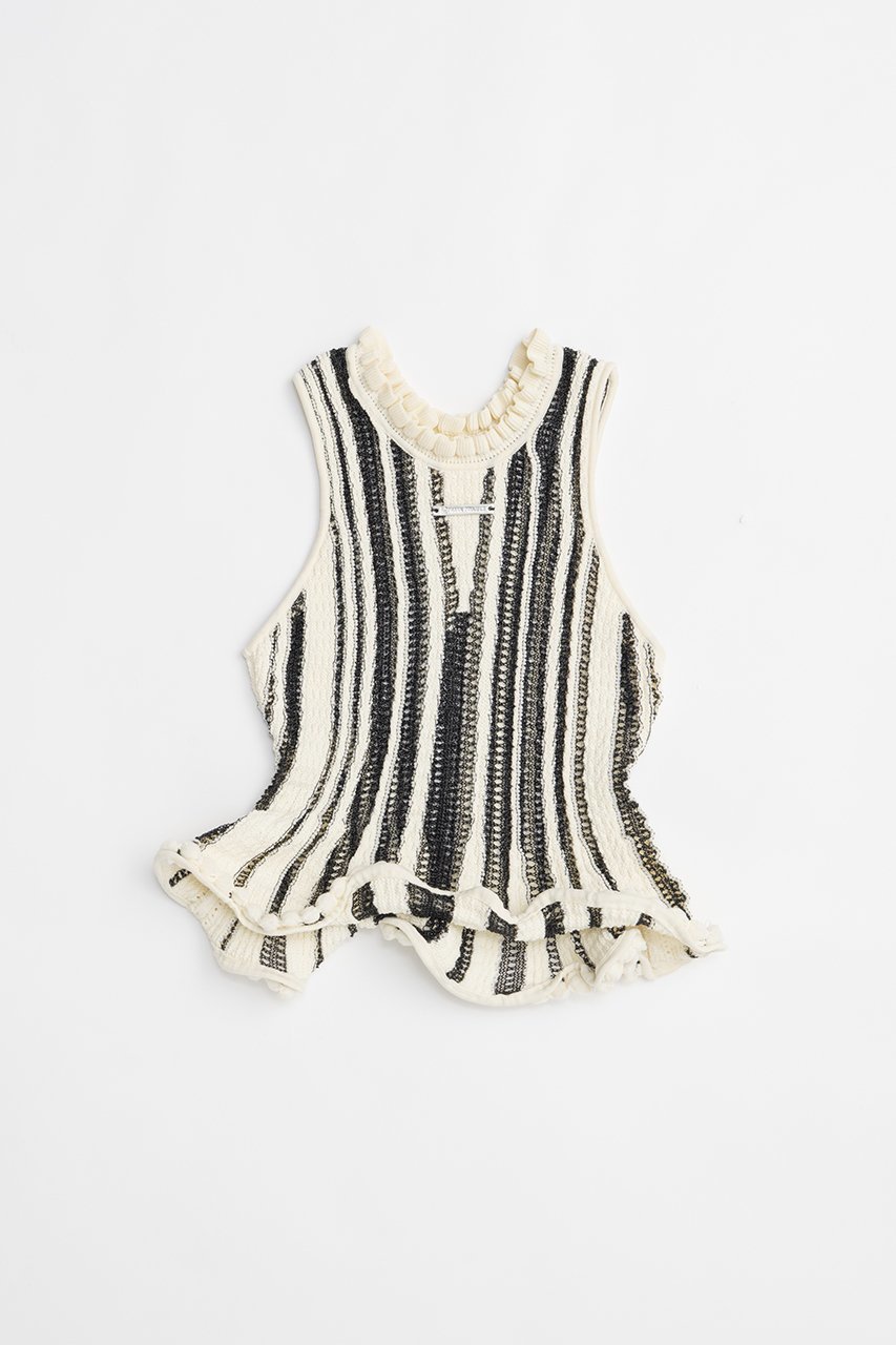【プランク プロジェクト/PRANK PROJECT】のウェーブヘムポップコーンニットタンク / Wave Hem Popcorn Knit Tank インテリア・キッズ・メンズ・レディースファッション・服の通販 founy(ファニー) 　ファッション　Fashion　レディースファッション　WOMEN　トップス・カットソー　Tops/Tshirt　ニット　Knit Tops　プルオーバー　Pullover　ストライプ　Stripe　ストレート　Straight　タンク　Tank　デニム　Denim　フリル　Frills　ヘムライン　Hemline　ワイド　Wide　ワイヤー　Wire　MLT(マルチカラー)|ID: prp329100004456323 ipo3291000000031184100