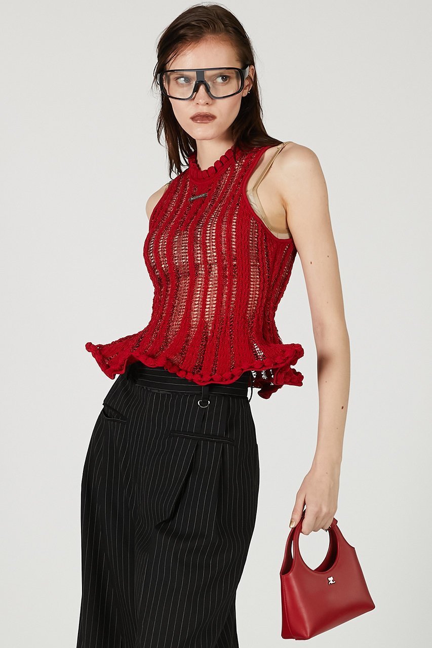 【プランク プロジェクト/PRANK PROJECT】のウェーブヘムポップコーンニットタンク / Wave Hem Popcorn Knit Tank 人気、トレンドファッション・服の通販 founy(ファニー) 　ファッション　Fashion　レディースファッション　WOMEN　トップス・カットソー　Tops/Tshirt　ニット　Knit Tops　プルオーバー　Pullover　ストライプ　Stripe　ストレート　Straight　タンク　Tank　デニム　Denim　フリル　Frills　ヘムライン　Hemline　ワイド　Wide　ワイヤー　Wire　other-7|ID: prp329100004456323 ipo3291000000031804668