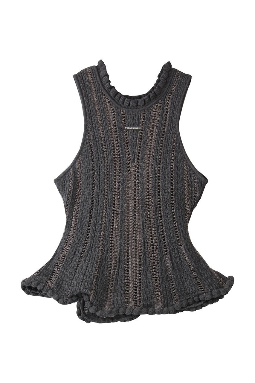 【プランク プロジェクト/PRANK PROJECT】のウェーブヘムポップコーンニットタンク / Wave Hem Popcorn Knit Tank インテリア・キッズ・メンズ・レディースファッション・服の通販 founy(ファニー) 　ファッション　Fashion　レディースファッション　Fashion for Women　トップス・カットソー　Cut & Sew Tops　ニット　Knit Tops & Sweaters　カジュアルプルオーバー・ニットトップス　Pullovers & Knit Tops / Casual Pullovers　ストライプ　Stripe, Striped Pattern　ストレート　Straight, Straight Cut　タンク　Tank Top, Sleeveless Top　デニム　Denim, Jeans Material　フリル　Frill, Ruffle　ヘムライン　Hemline, Bottom Cut　ワイド　Wide, Wide Fit　ワイヤー　Wire, Wired Bra　GRY(グレー)|ID: prp329100004456323 ipo3291000000035721590
