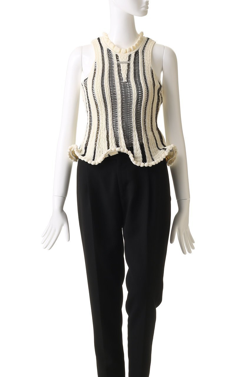 【プランク プロジェクト/PRANK PROJECT】のウェーブヘムポップコーンニットタンク / Wave Hem Popcorn Knit Tank 人気、トレンドファッション・服の通販 founy(ファニー) 　ファッション　Fashion　レディースファッション　Fashion for Women　トップス・カットソー　Cut & Sew Tops　ニット　Knit Tops & Sweaters　カジュアルプルオーバー・ニットトップス　Pullovers & Knit Tops / Casual Pullovers　ストライプ　Stripe, Striped Pattern　ストレート　Straight, Straight Cut　タンク　Tank Top, Sleeveless Top　デニム　Denim, Jeans Material　フリル　Frill, Ruffle　ヘムライン　Hemline, Bottom Cut　ワイド　Wide, Wide Fit　ワイヤー　Wire, Wired Bra　other-2|ID: prp329100004456323 ipo3291000000036020131