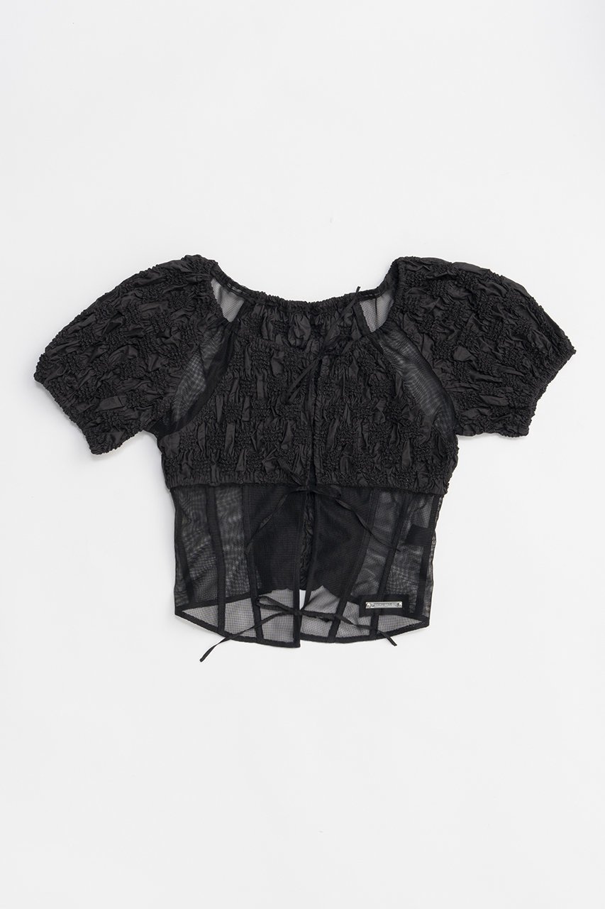 【プランク プロジェクト/PRANK PROJECT】のスモッキングパフトップ / Smocking Puff Top 人気、トレンドファッション・服の通販 founy(ファニー) 　ファッション　Fashion　レディースファッション　WOMEN　トップス・カットソー　Tops/Tshirt　シャツ/ブラウス　Shirts/Blouses　おすすめ　Recommend　カーゴパンツ　Cargo Pants　コルセット　Corset　コンビ　Combination　シャーリング　Shirring　ショート　Short　スリーブ　Sleeve　メッシュ　Mesh　NEW・新作・新着・新入荷　New Arrivals　 other-1|ID: prp329100004456324 ipo3291000000031184103