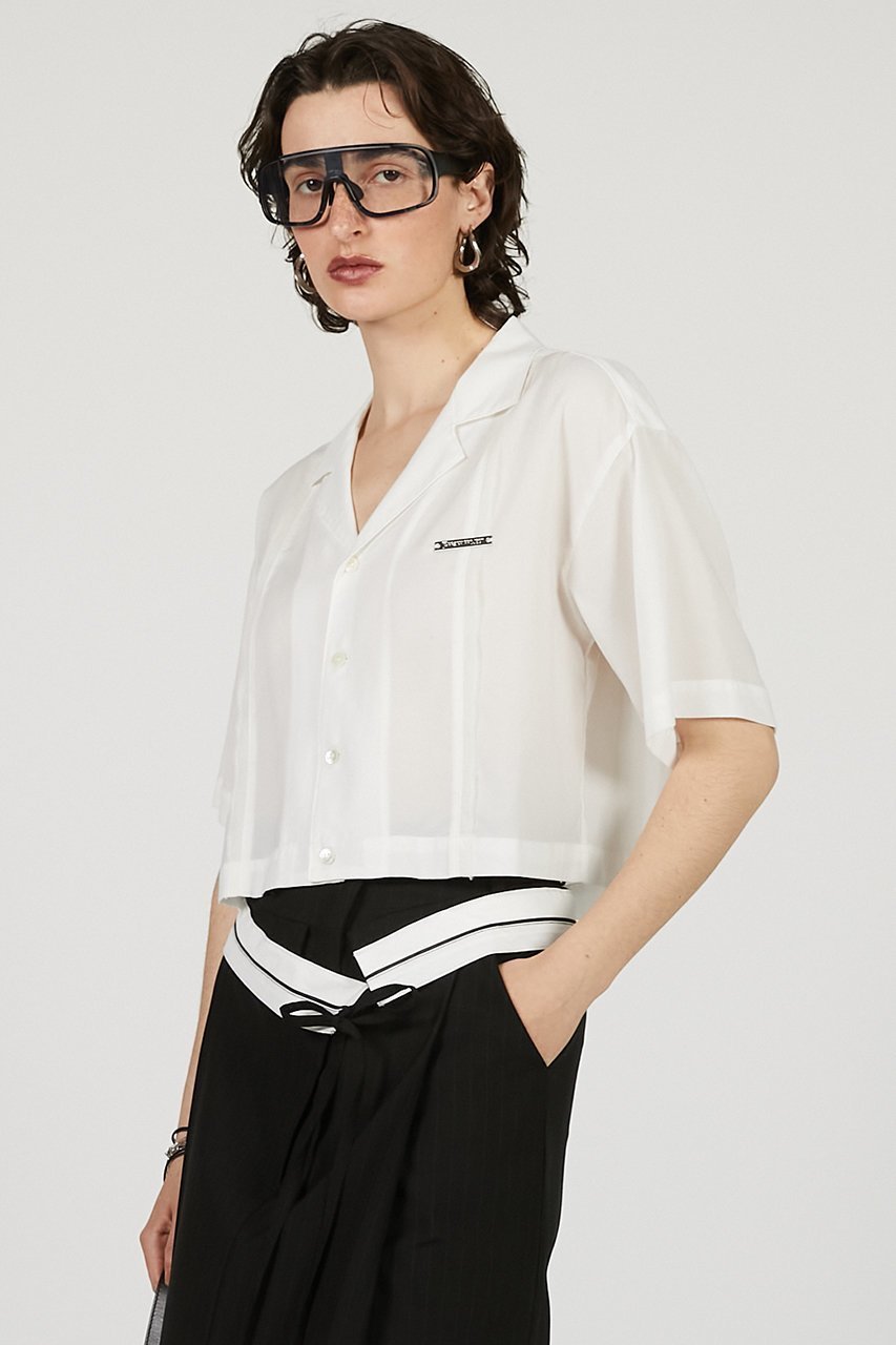【プランク プロジェクト/PRANK PROJECT】のシアーオープンカラーシャツ / Sheer Open Collar Shirt 人気、トレンドファッション・服の通販 founy(ファニー) 　ファッション　Fashion　レディースファッション　WOMEN　トップス・カットソー　Tops/Tshirt　シャツ/ブラウス　Shirts/Blouses　キュプラ　Cupra　クロップド　Cropped　シアー　Sheer　ショート　Short　スリーブ　Sleeve　夏　Summer　other-3|ID: prp329100004456325 ipo3291000000031250104
