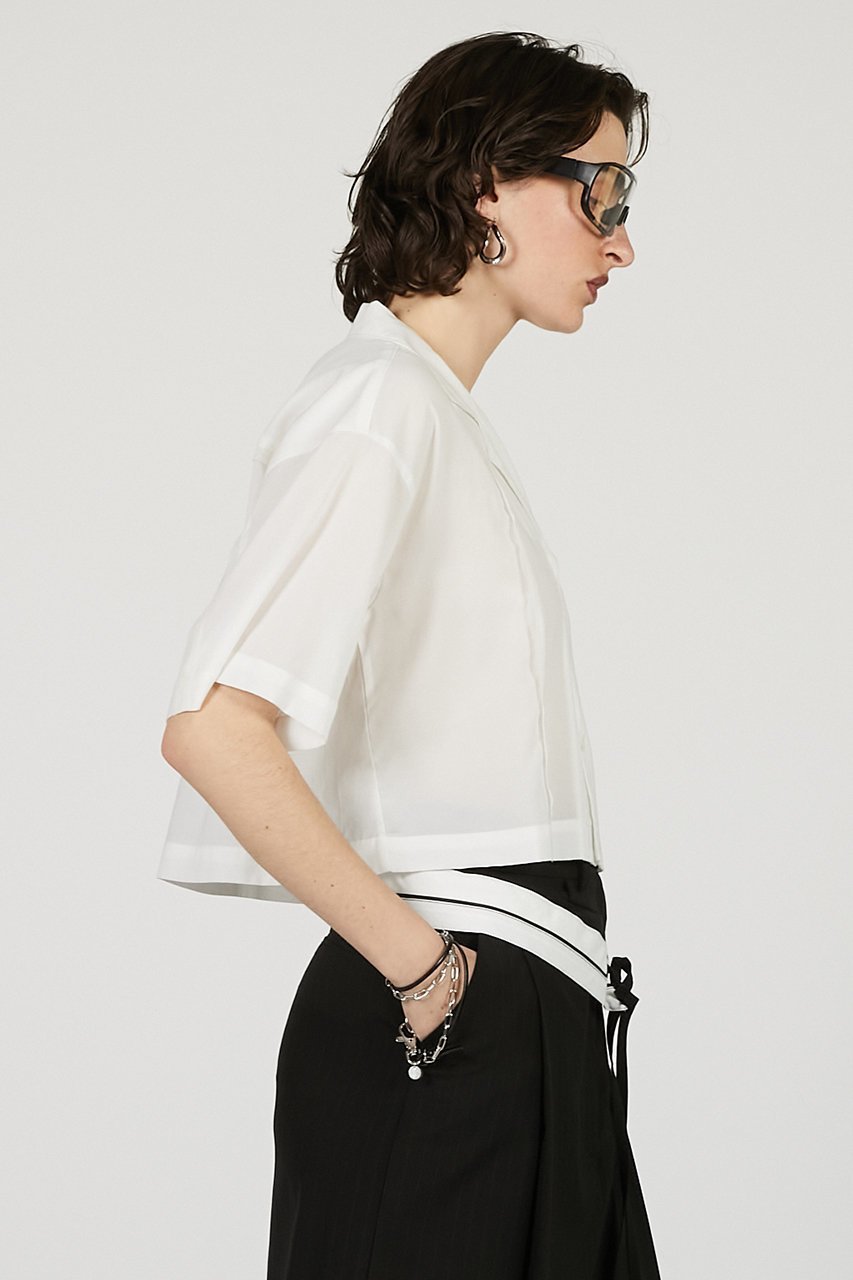 【プランク プロジェクト/PRANK PROJECT】のシアーオープンカラーシャツ / Sheer Open Collar Shirt 人気、トレンドファッション・服の通販 founy(ファニー) 　ファッション　Fashion　レディースファッション　WOMEN　トップス・カットソー　Tops/Tshirt　シャツ/ブラウス　Shirts/Blouses　キュプラ　Cupra　クロップド　Cropped　シアー　Sheer　ショート　Short　スリーブ　Sleeve　夏　Summer　other-5|ID: prp329100004456325 ipo3291000000031323910